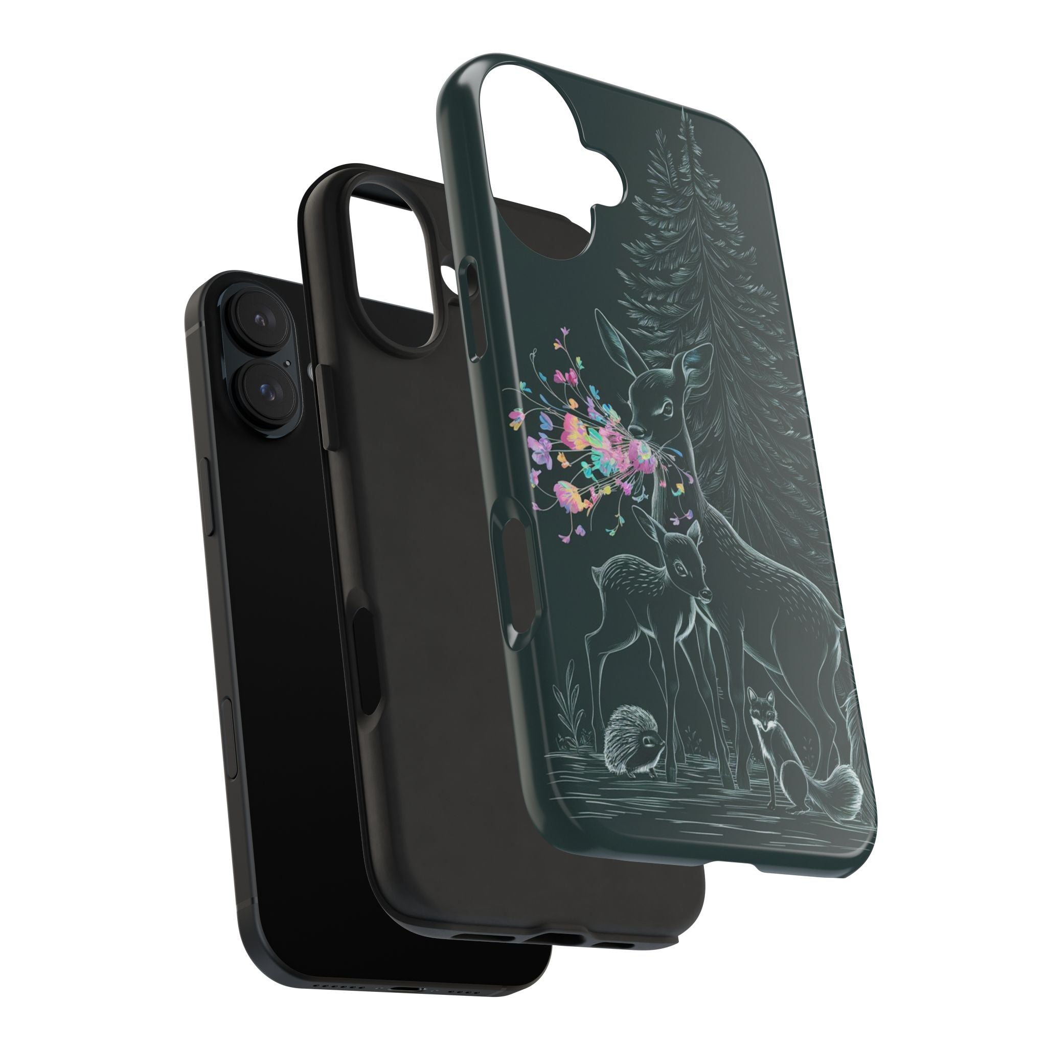Floral Fawn and Mom - Tough Case for iPhone 14, 15, 16 - Spruced Roost