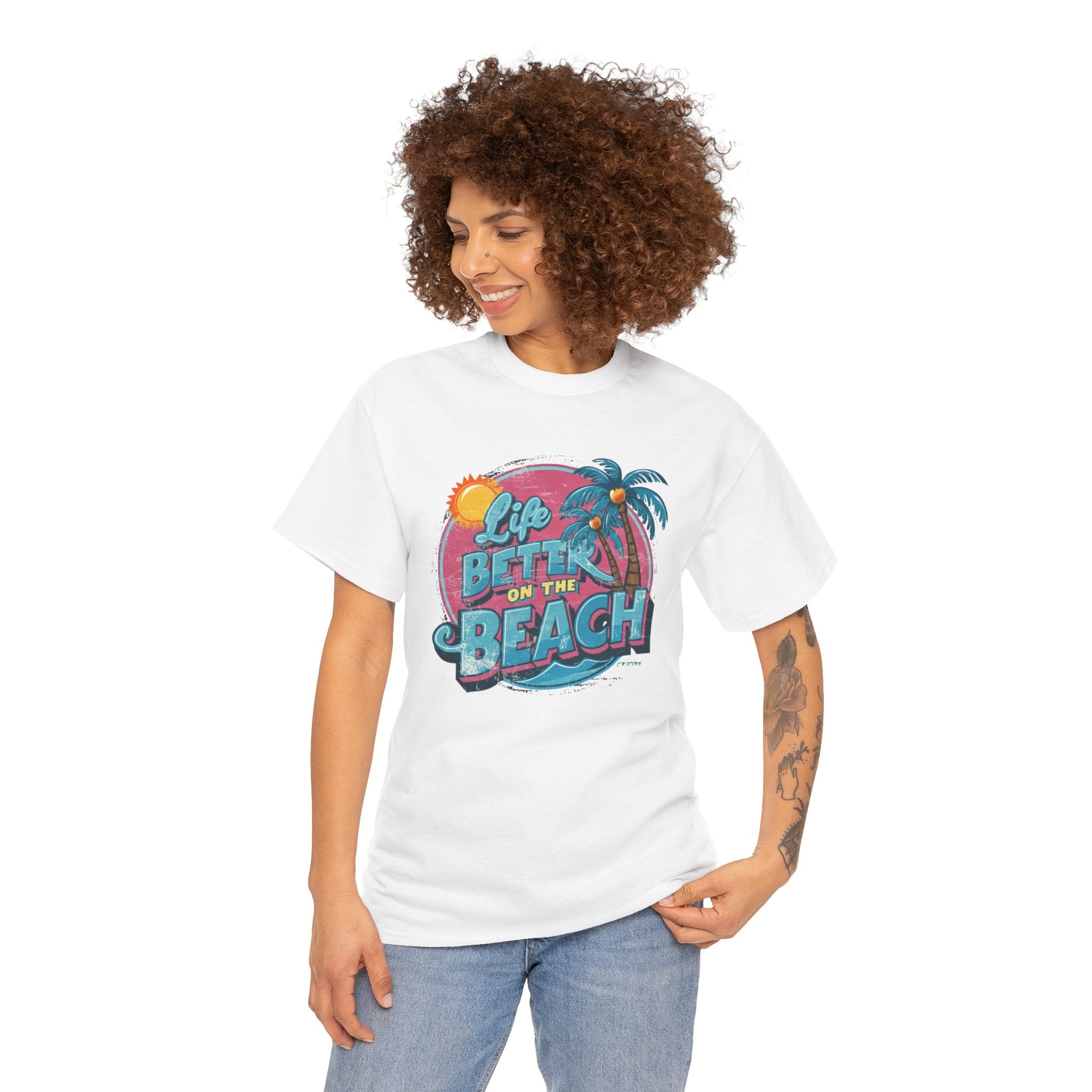 Life is Better at the Beach - Unisex Heavy Cotton Tee