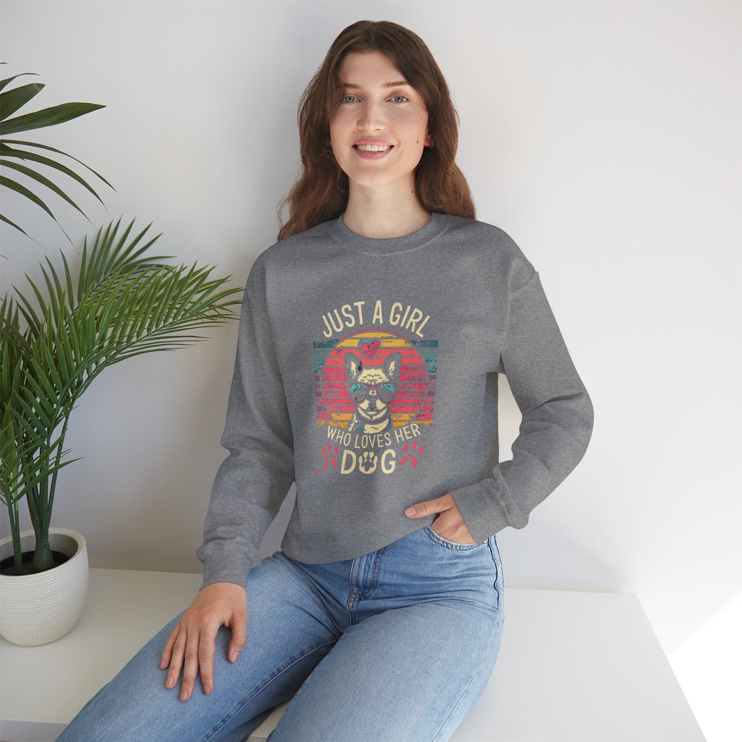 Just a girl who loves her Dog - Unisex Heavy Blend™ Crewneck Sweatshirt