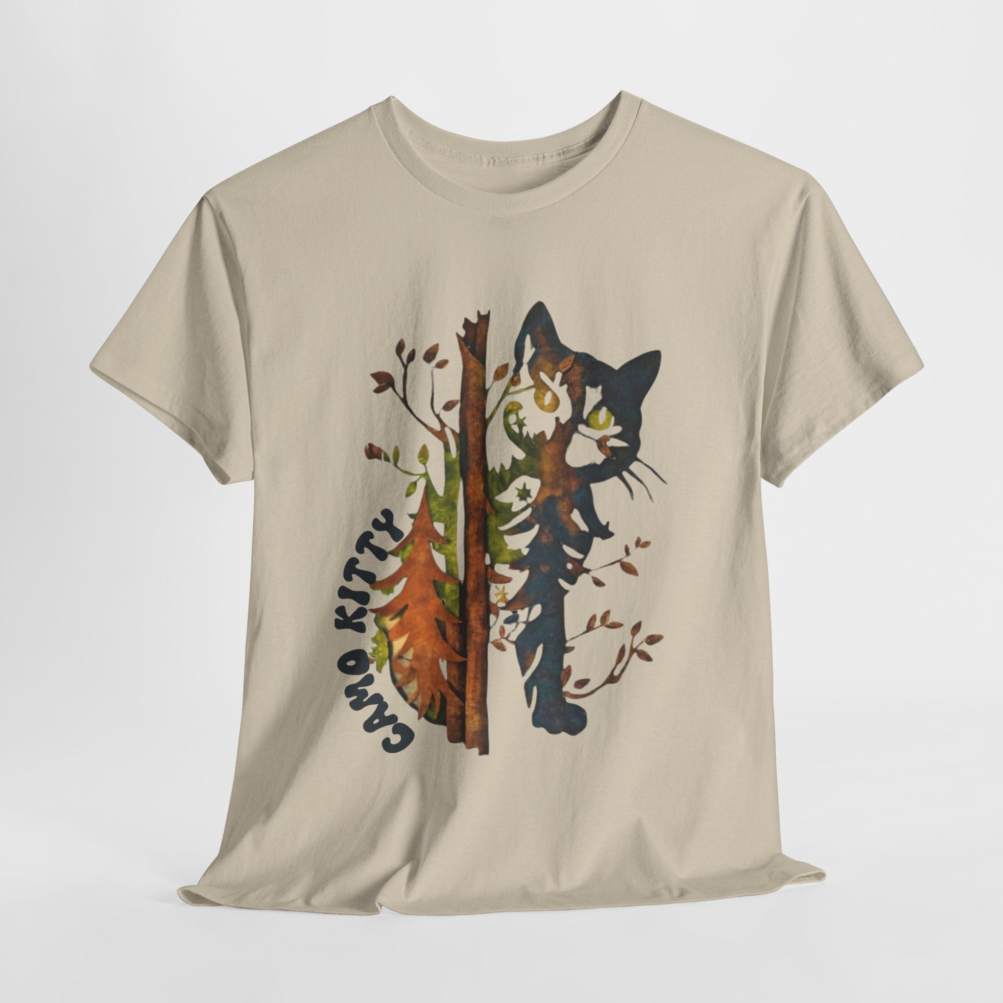 Camo Shy Kitty -Unisex Heavy Cotton Tee