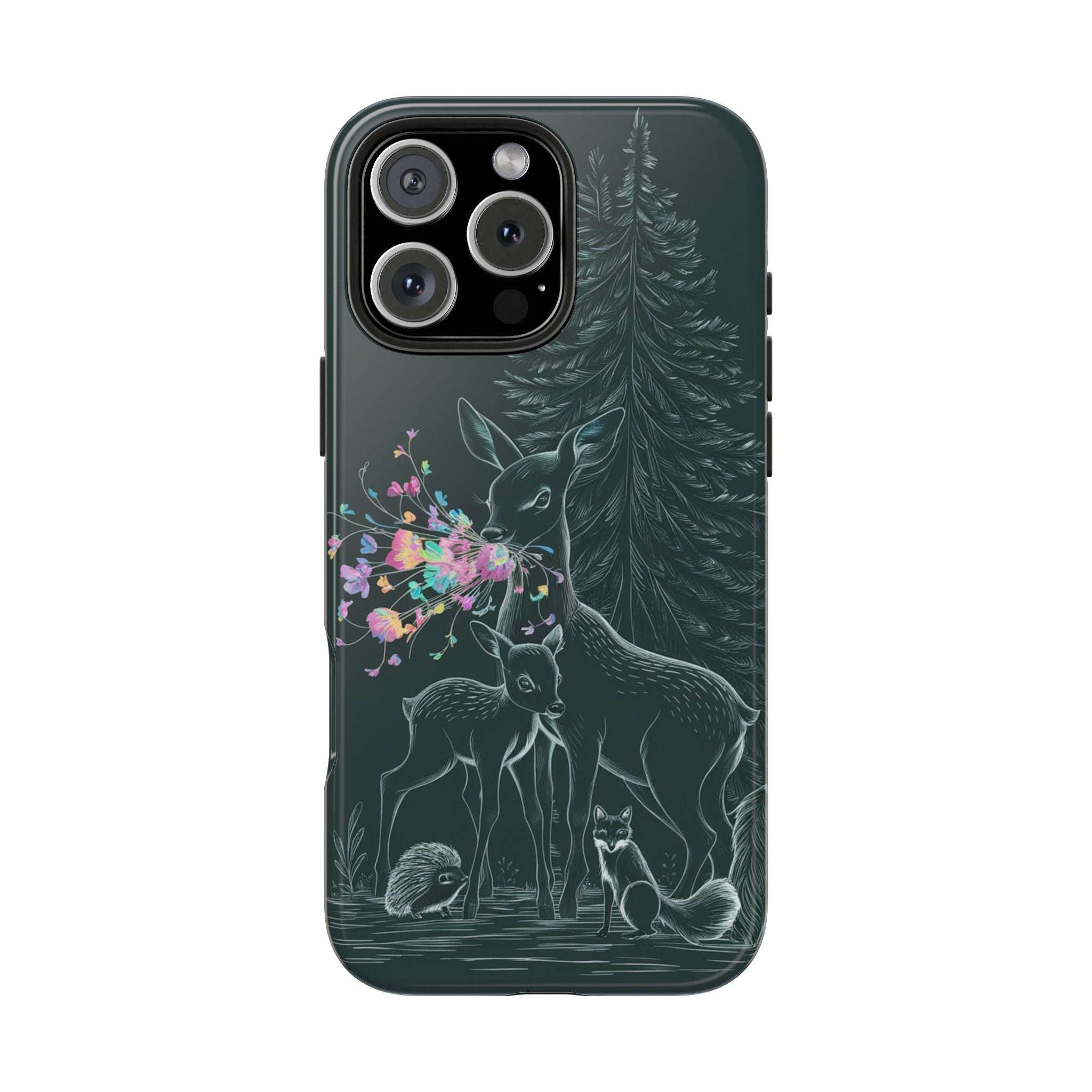 Floral Fawn and Mom - Tough Case for iPhone 14, 15, 16 - Spruced Roost