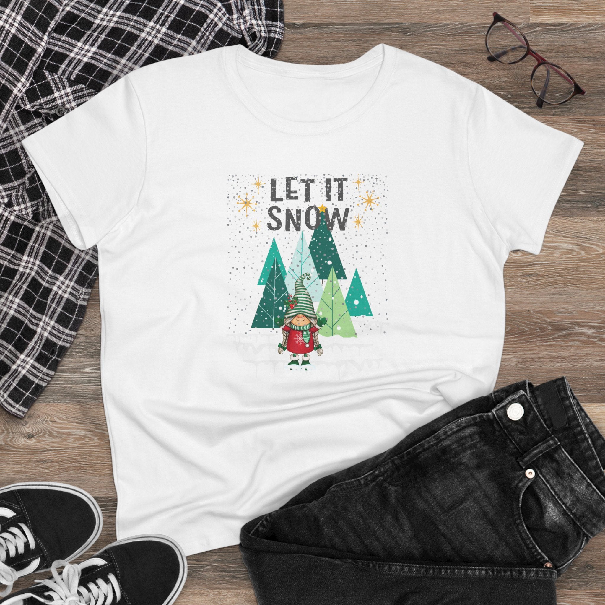 Let it Snow Gnome  - Slim Women's Midweight Cotton - Tee S-3XL