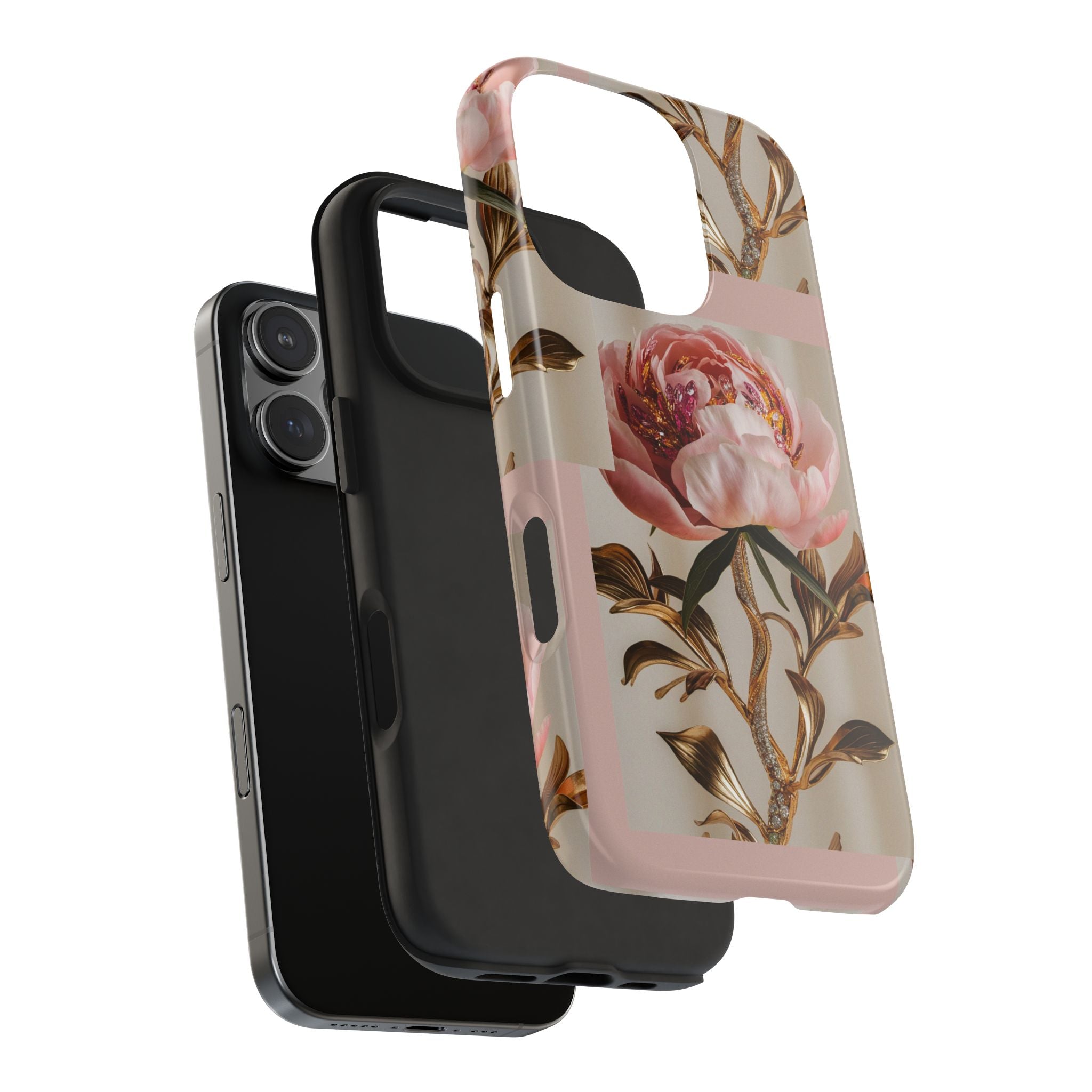 Sparkling Pink Peony - Tough Case for iPhone 14, 15, 16 - Spruced Roost