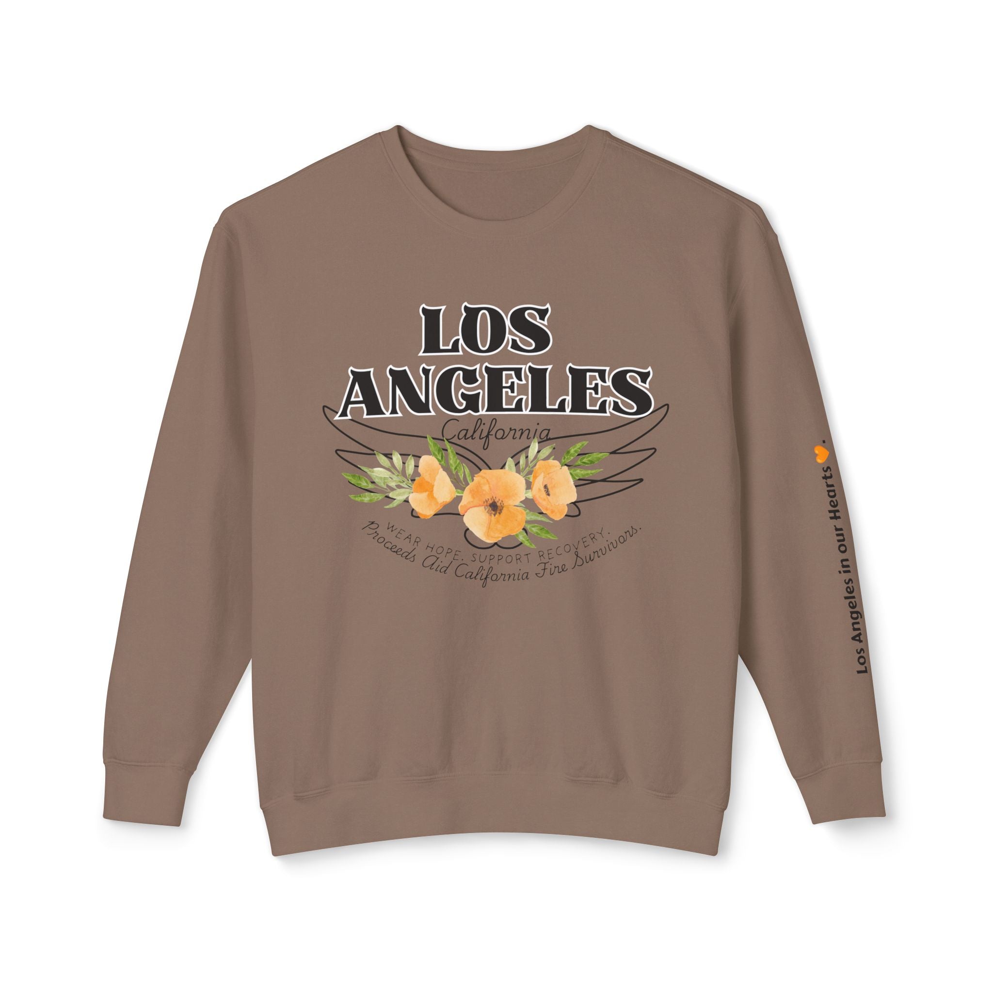 Fundraiser:  Los Angeles Unisex Lightweight Crewneck Sweatshirt - California Floral Design