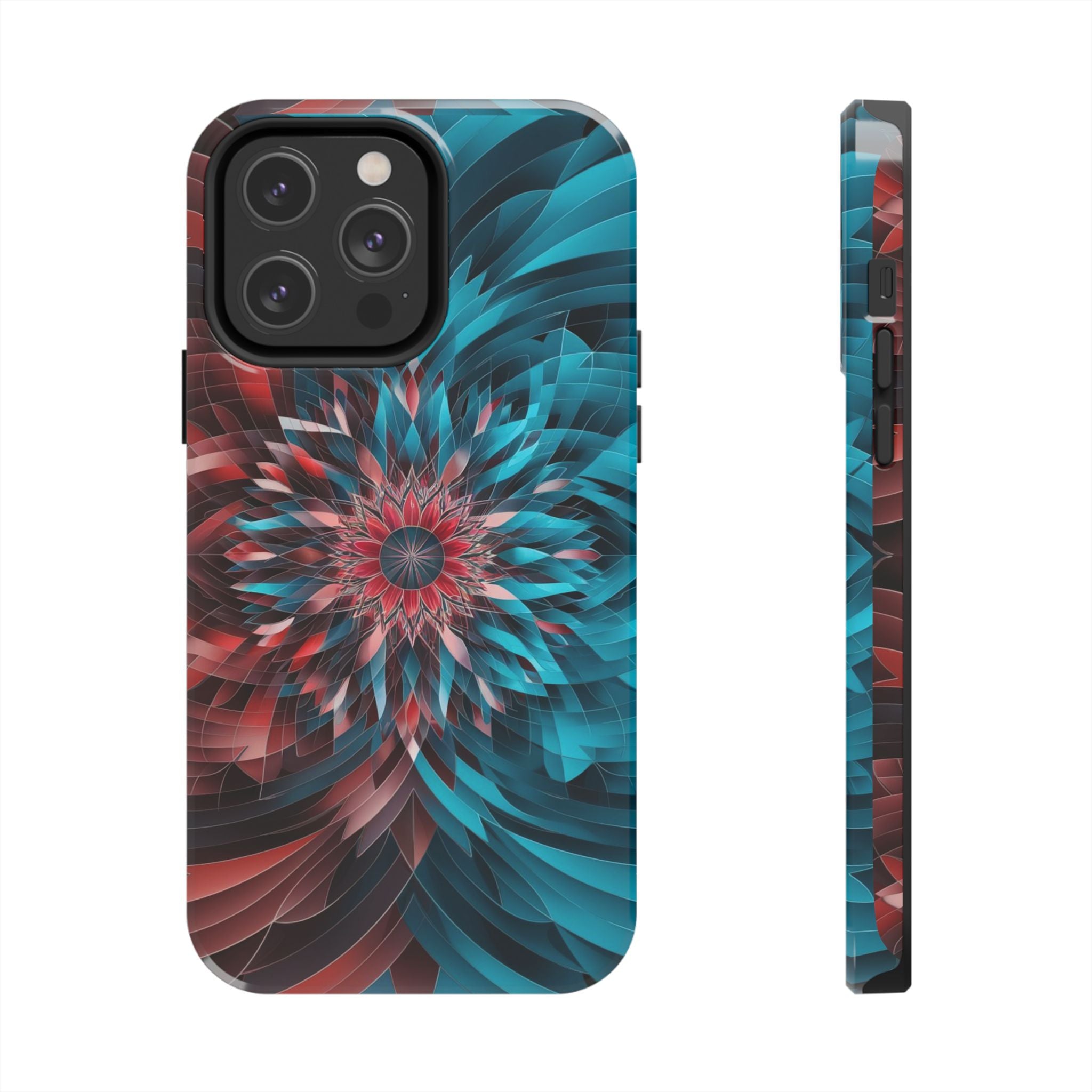 Mandala Maroon and Blue - Tough Case for iPhone 14, 15, 16