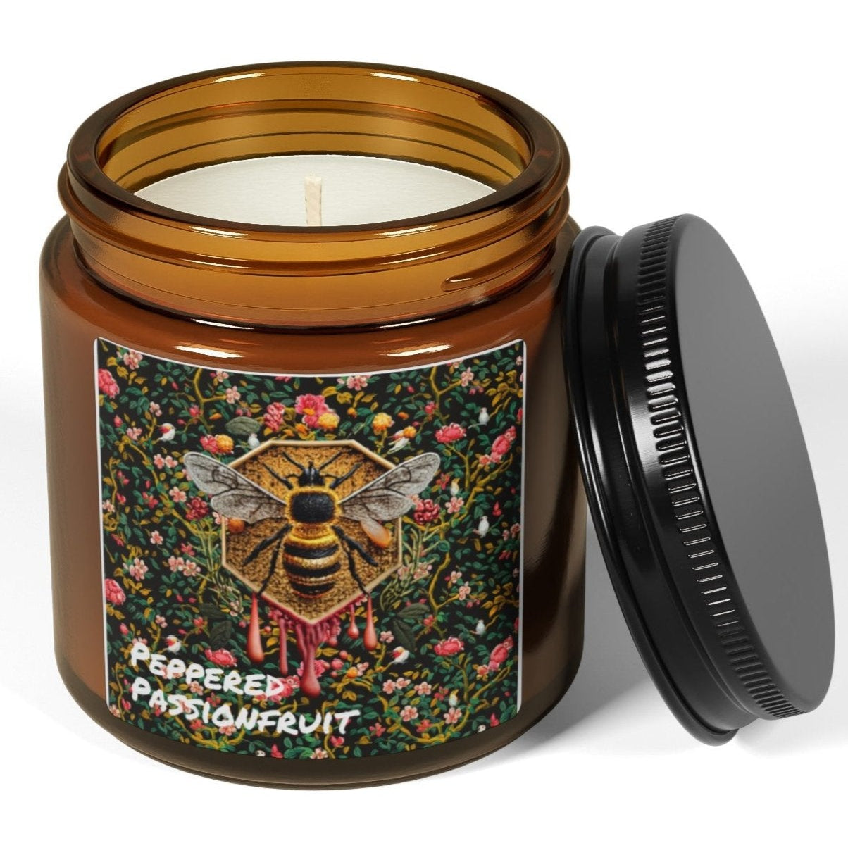 Bee Sweet Scented Soy 4oz. Candle Amber Jar - Peppered Passionfruit