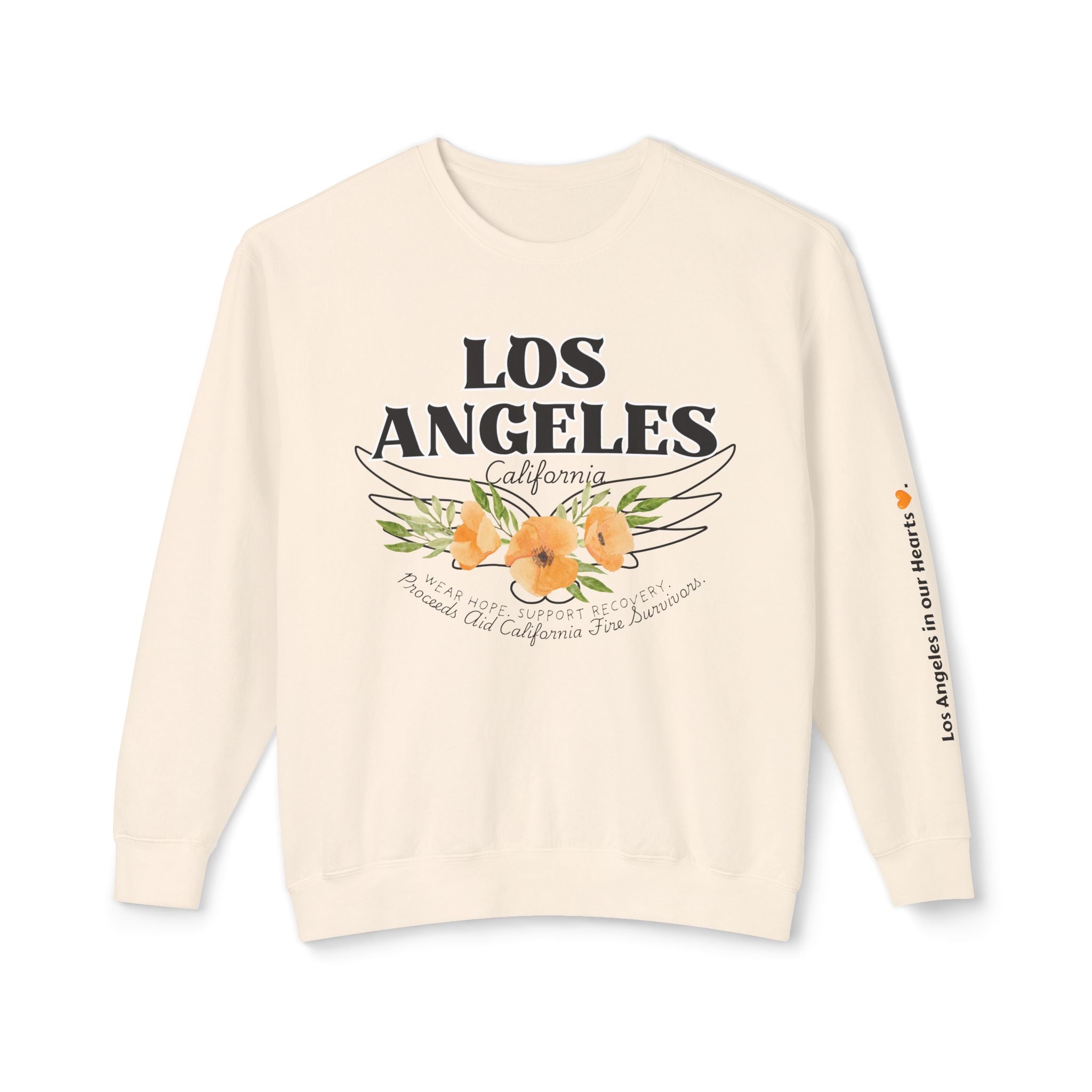 Fundraiser:  Los Angeles Unisex Lightweight Crewneck Sweatshirt - California Floral Design