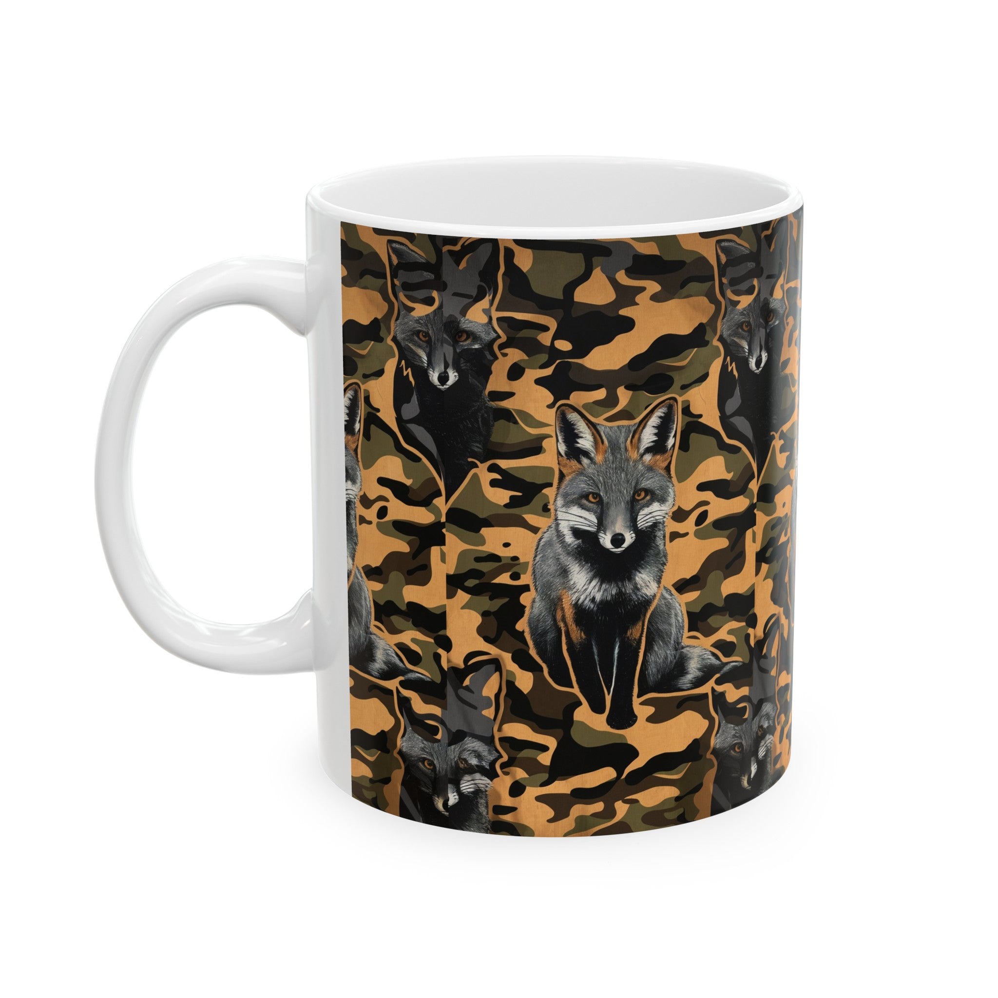 Fox Camouflage Ceramic Mug, (11oz, 15oz)