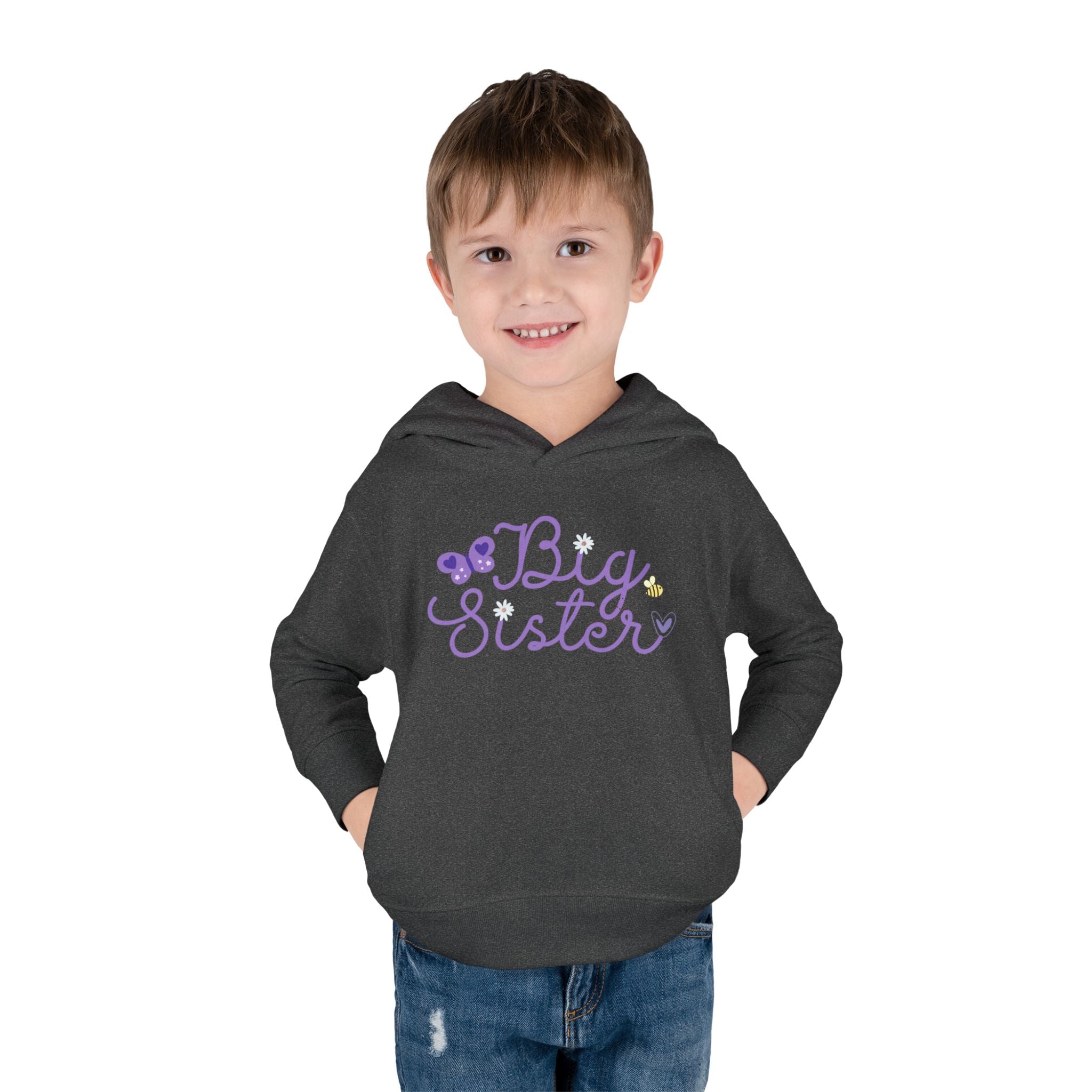 Butterfly Big Sister - Toddler Pullover Fleece Hoodie - 2T, 4T, 6T