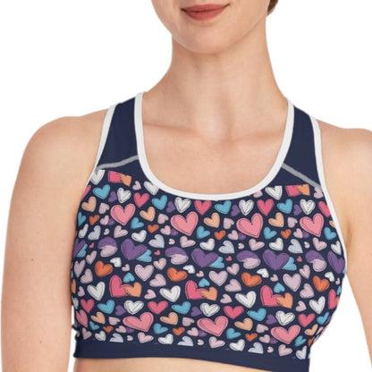 Up-Hearted back Navy Sports Bra (AOP)