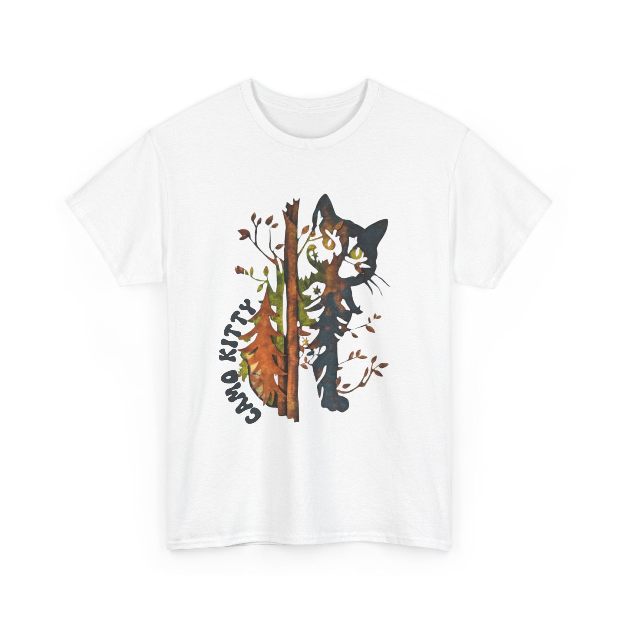 Camo Shy Kitty -Unisex Heavy Cotton Tee