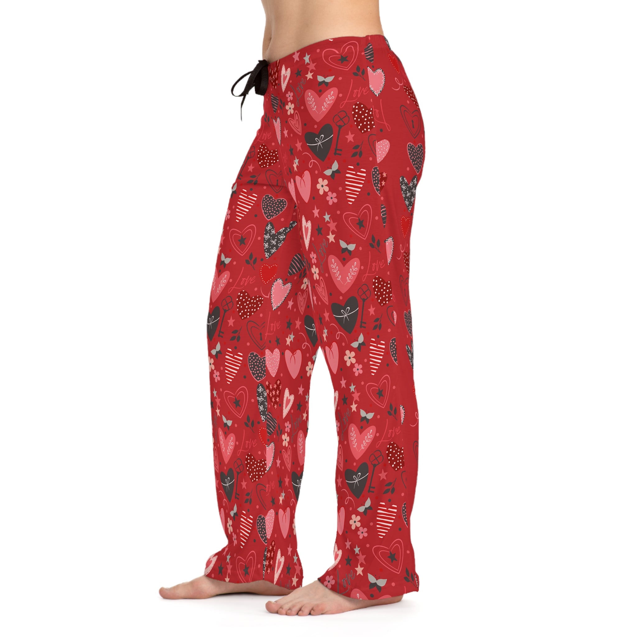 Base of Hearts Women's Pajama Pants (AOP) - Red