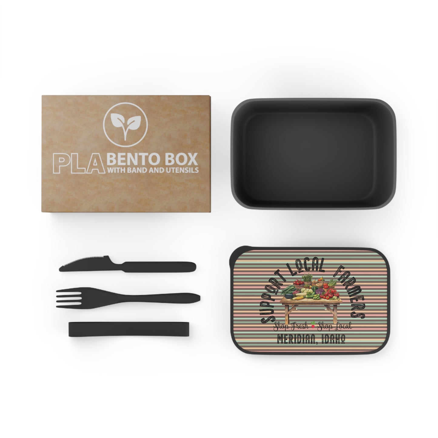 Support Local Farmers - PLA Bento Box with Band and Utensils