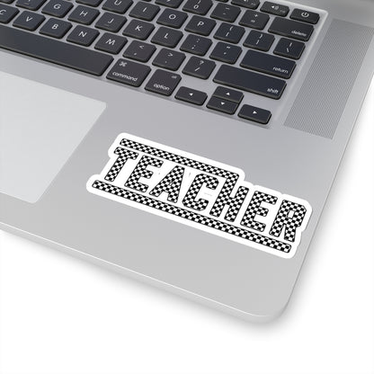 Teacher Checked Black and White Kiss-Cut Stickers