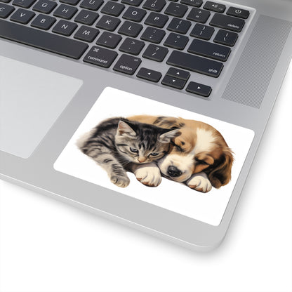 Puppy and Kitty Cuddles - Kiss-Cut Stickers