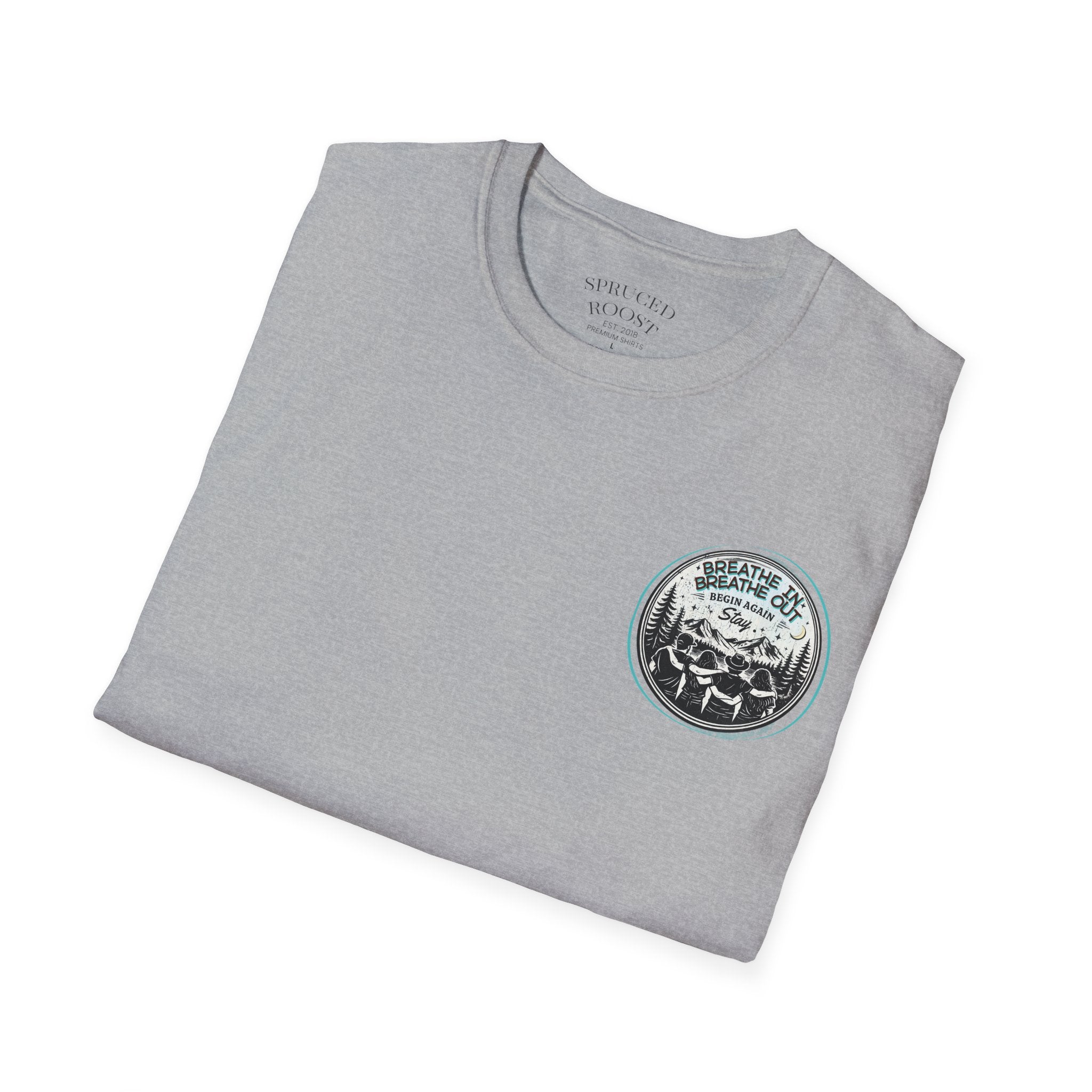 Breathe In, Breathe Out - Men's Unisex Sized Crew Graphic T-Shirt