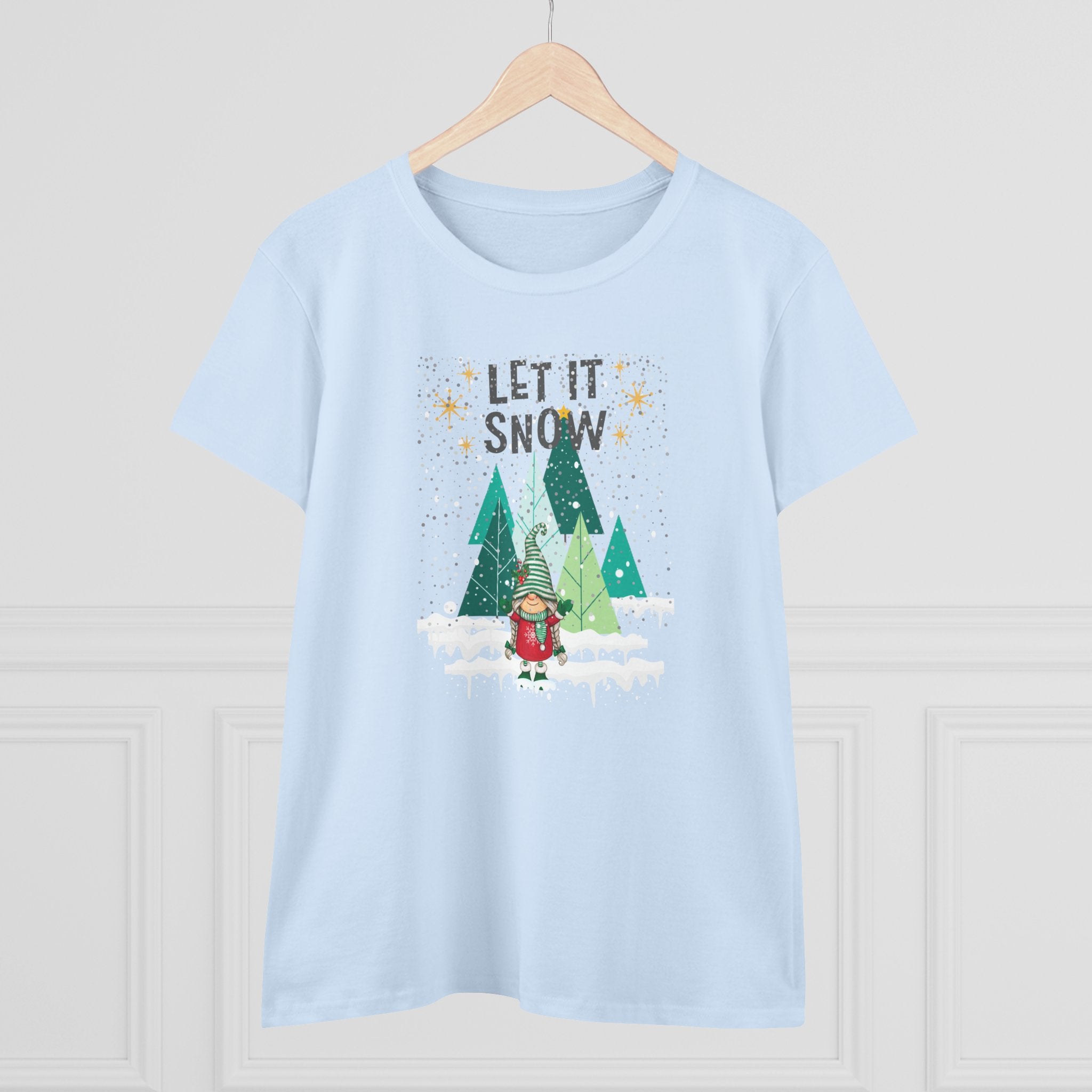 Let it Snow Gnome  - Slim Women's Midweight Cotton - Tee S-3XL