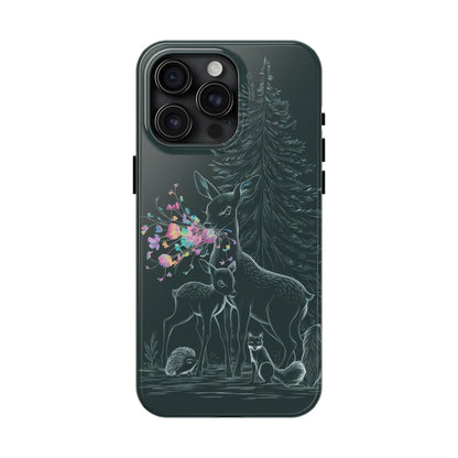 Floral Fawn and Mom - Tough Case for iPhone 14, 15, 16