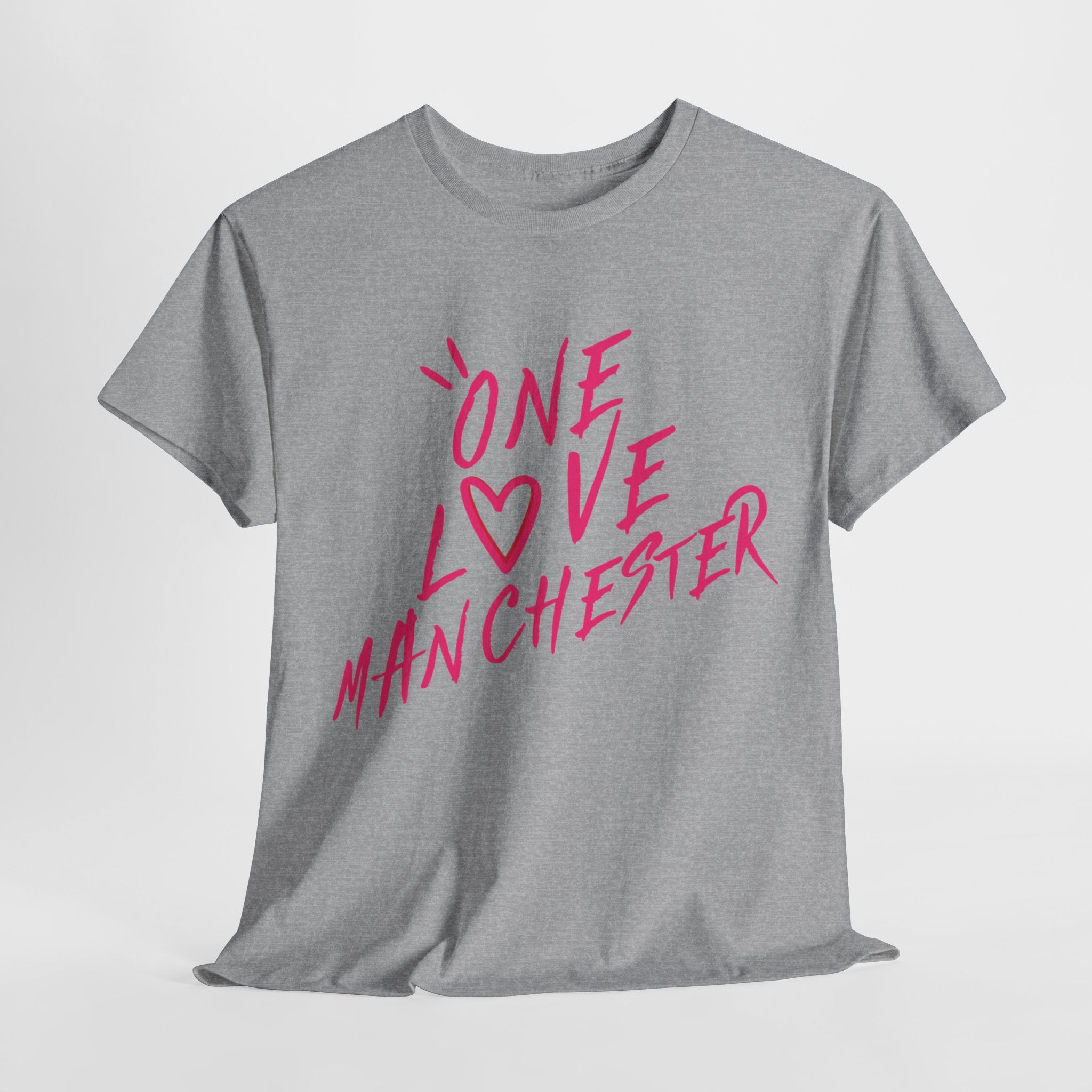 One Love Manchester Hot Pink - Unisex Heavy Cotton Tee - Spruced Roost