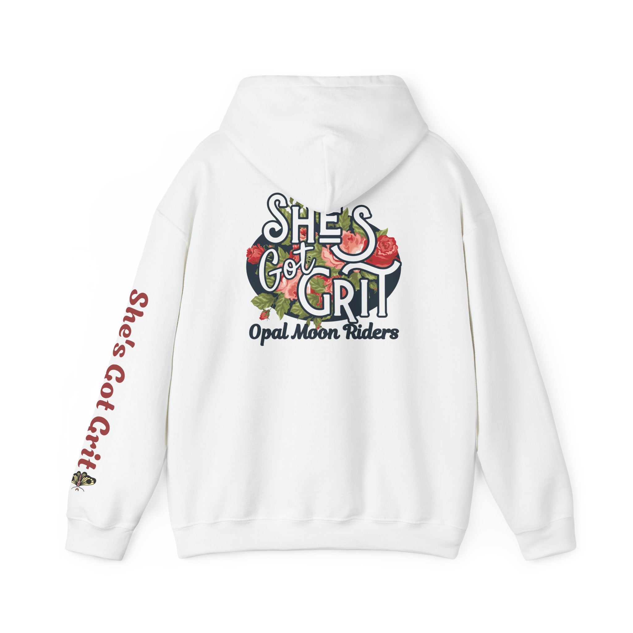 "She's Got Grit" Hoodie — Opal Moon Riders Floral Logo Pullover