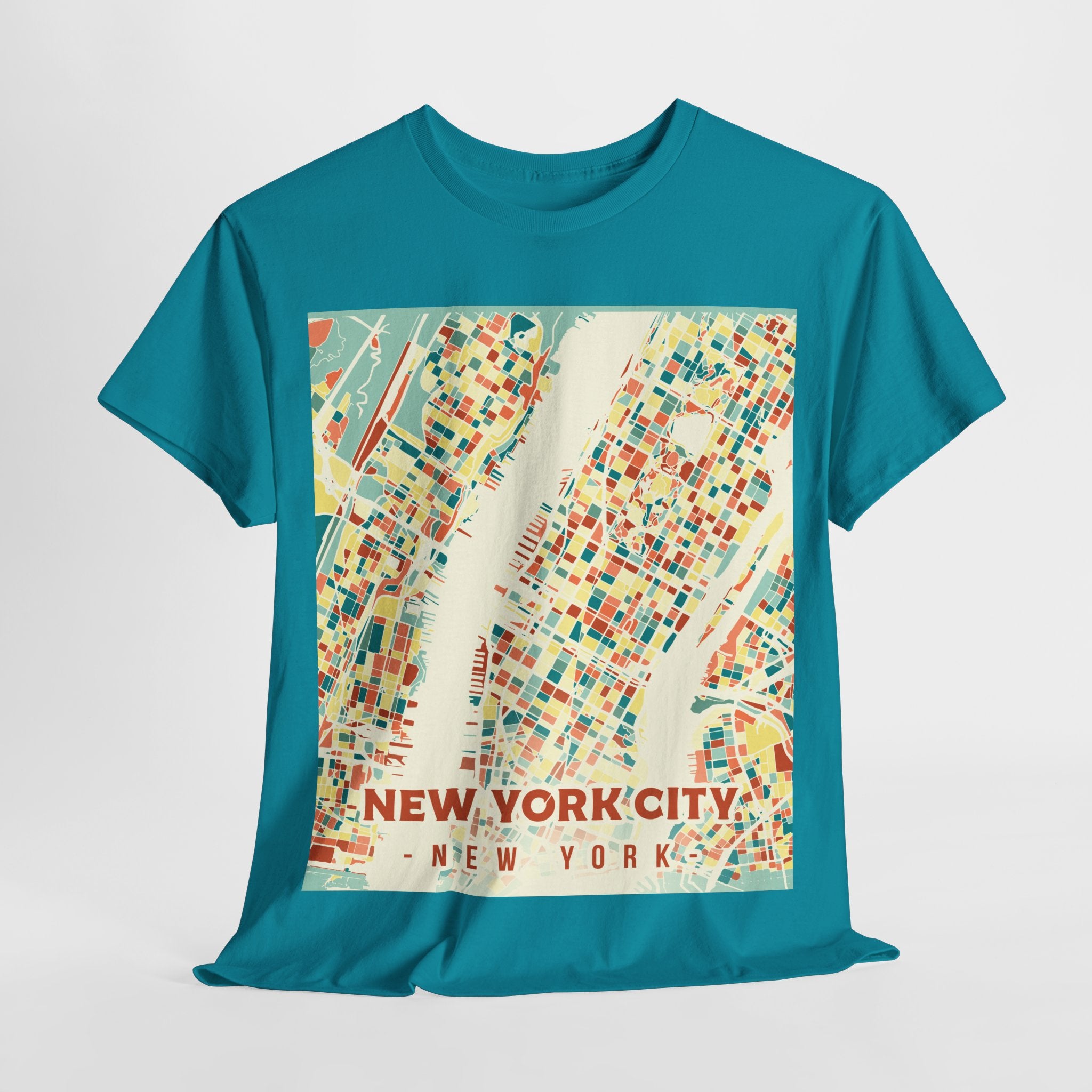 New York City Map Unisex Heavy Cotton Tee - Vintage Style Graphic T-Shirt