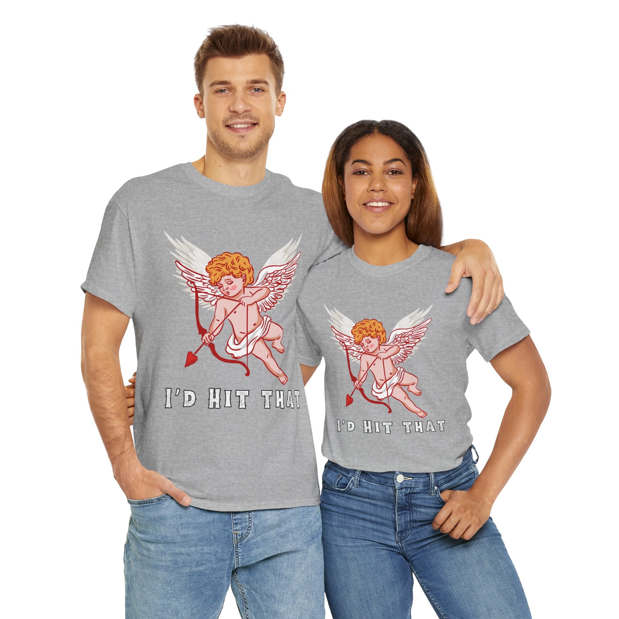 Cupid Inspired Unisex Heavy Cotton Tee - 'I’d Hit That' Graphic Shirt