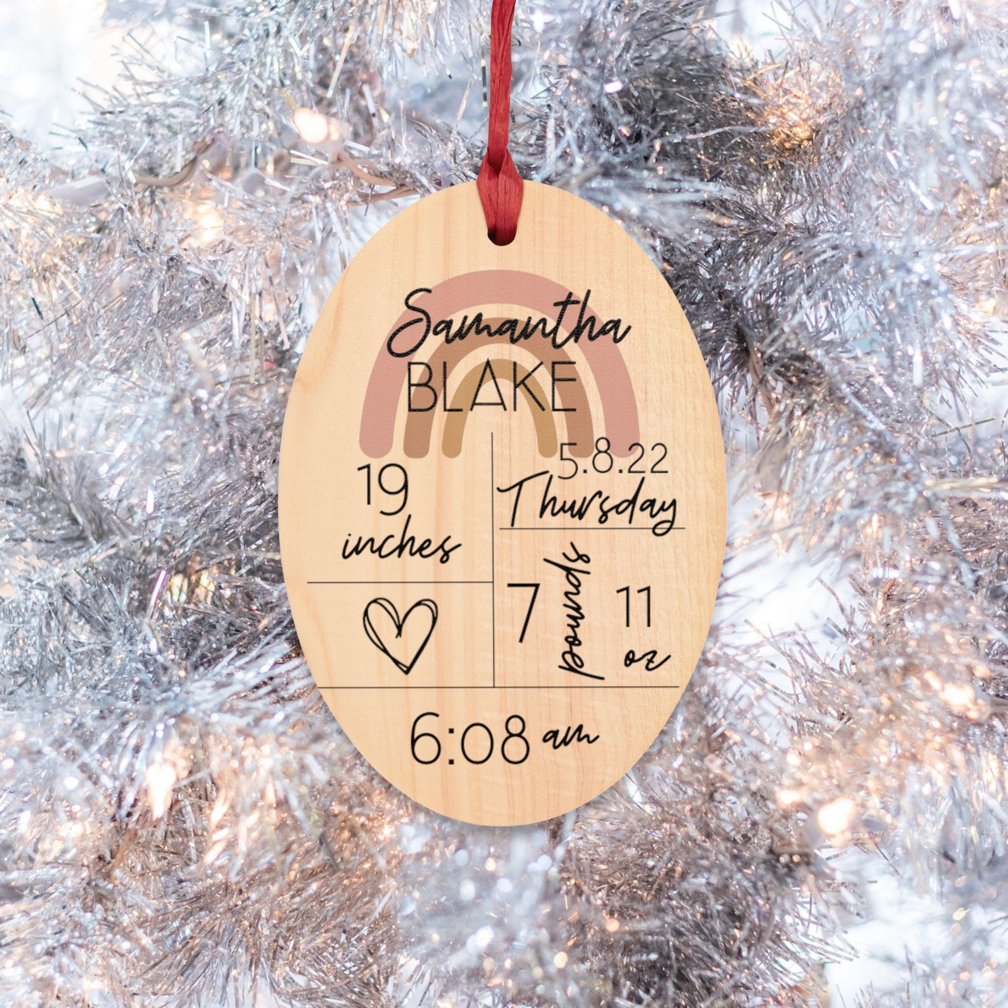 New Baby Announcement Wooden Ornaments