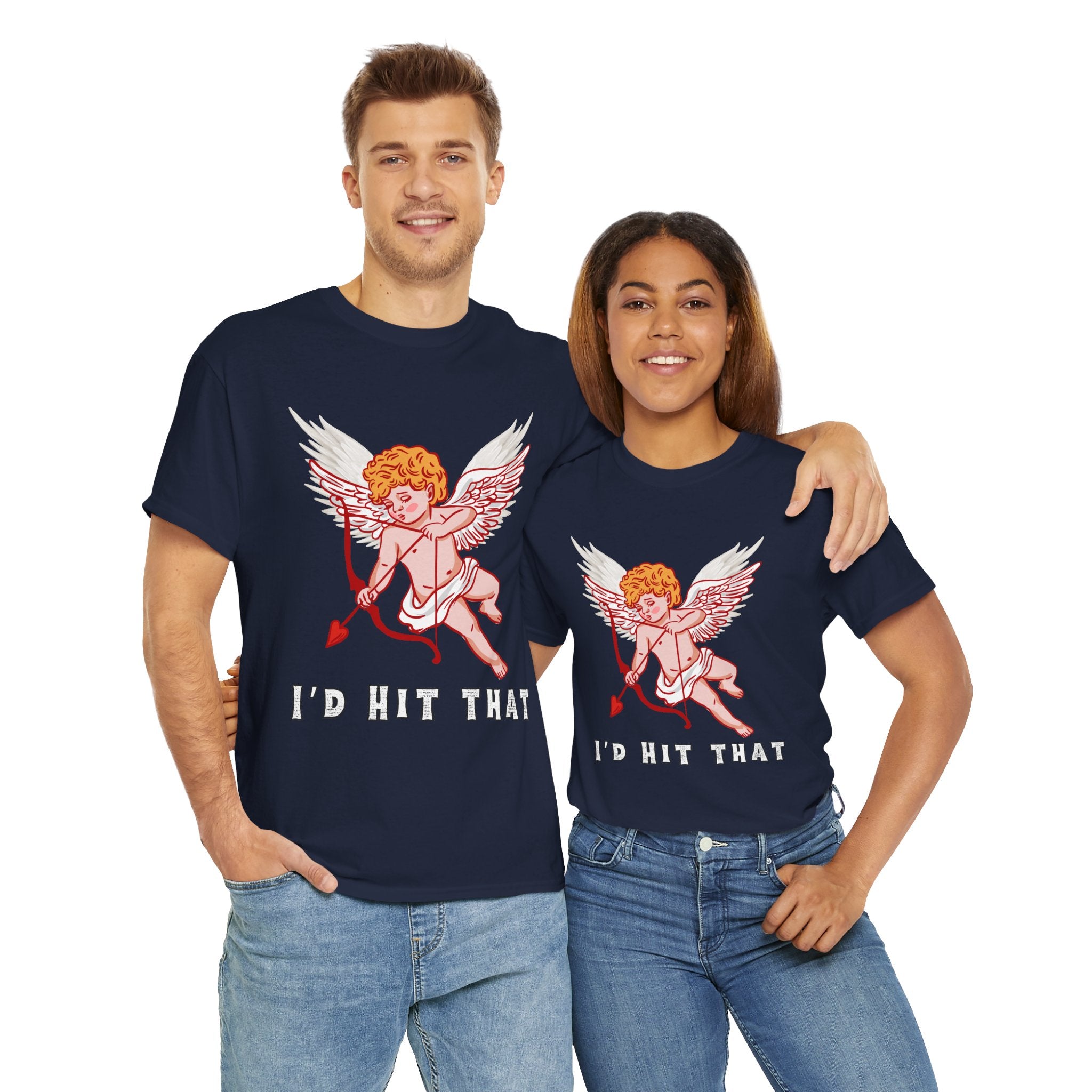 Cupid Inspired Unisex Heavy Cotton Tee - 'I’d Hit That' Graphic Shirt