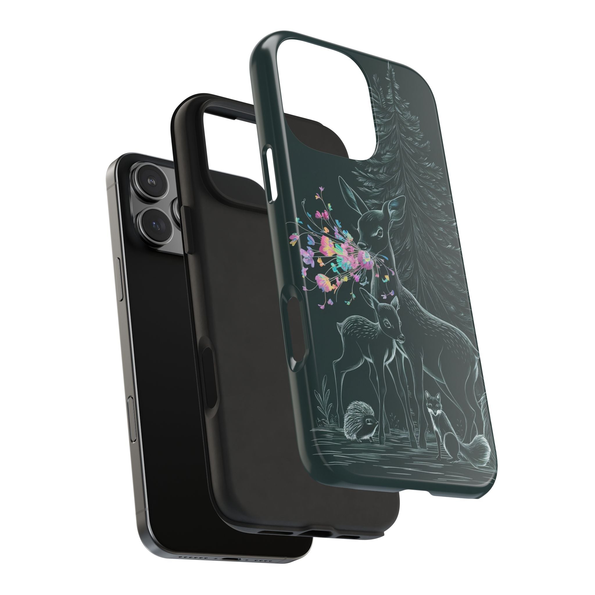 Floral Fawn and Mom - Tough Case for iPhone 14, 15, 16 - Spruced Roost