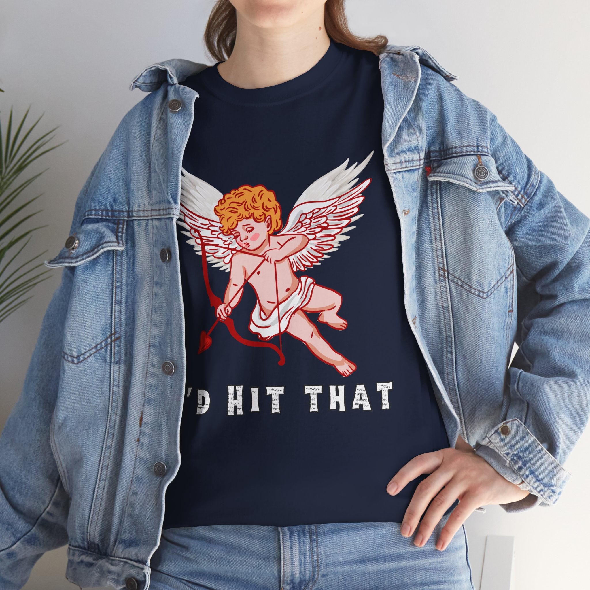 Cupid Inspired Unisex Heavy Cotton Tee - 'I’d Hit That' Graphic Shirt