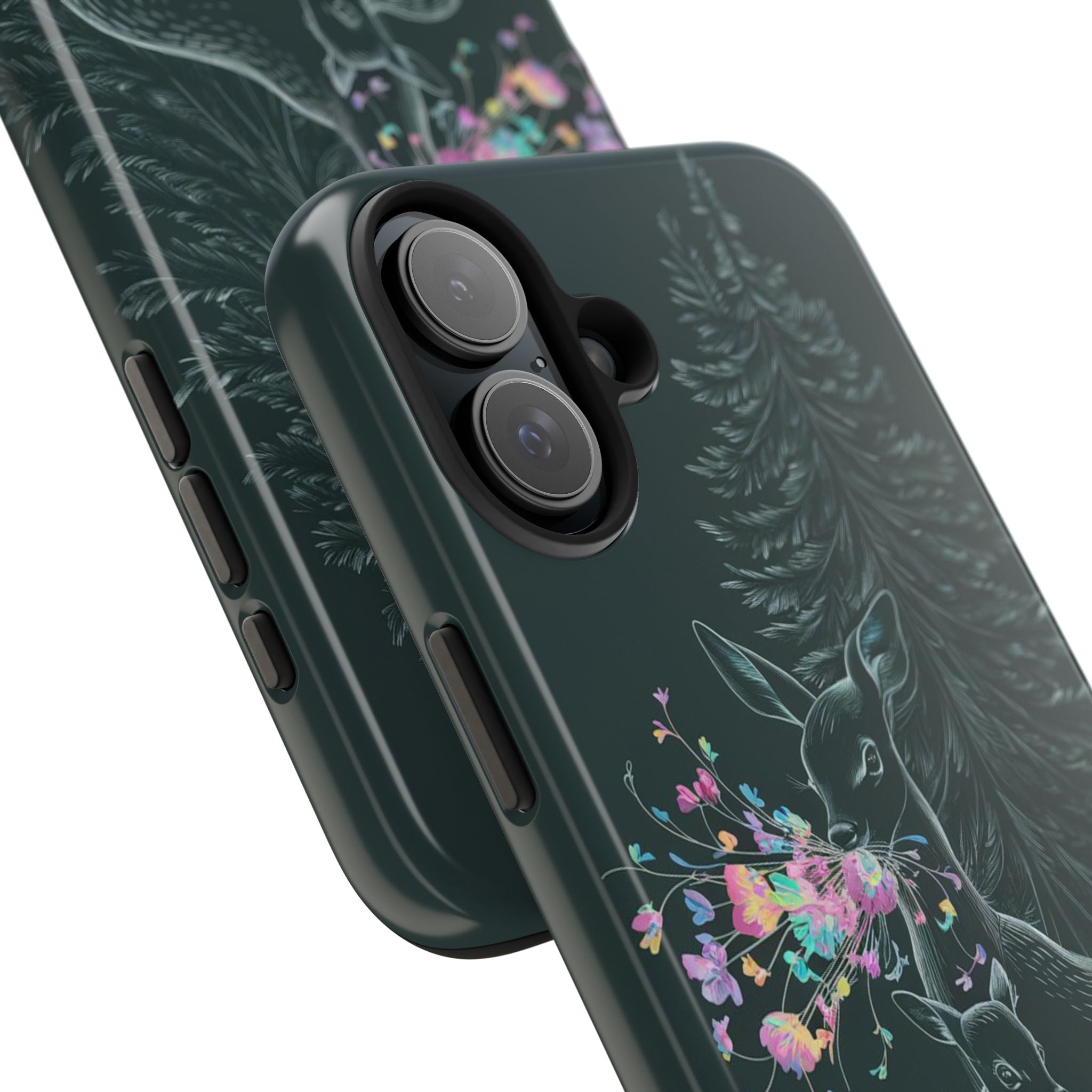 Floral Fawn and Mom - Tough Case for iPhone 14, 15, 16 - Spruced Roost