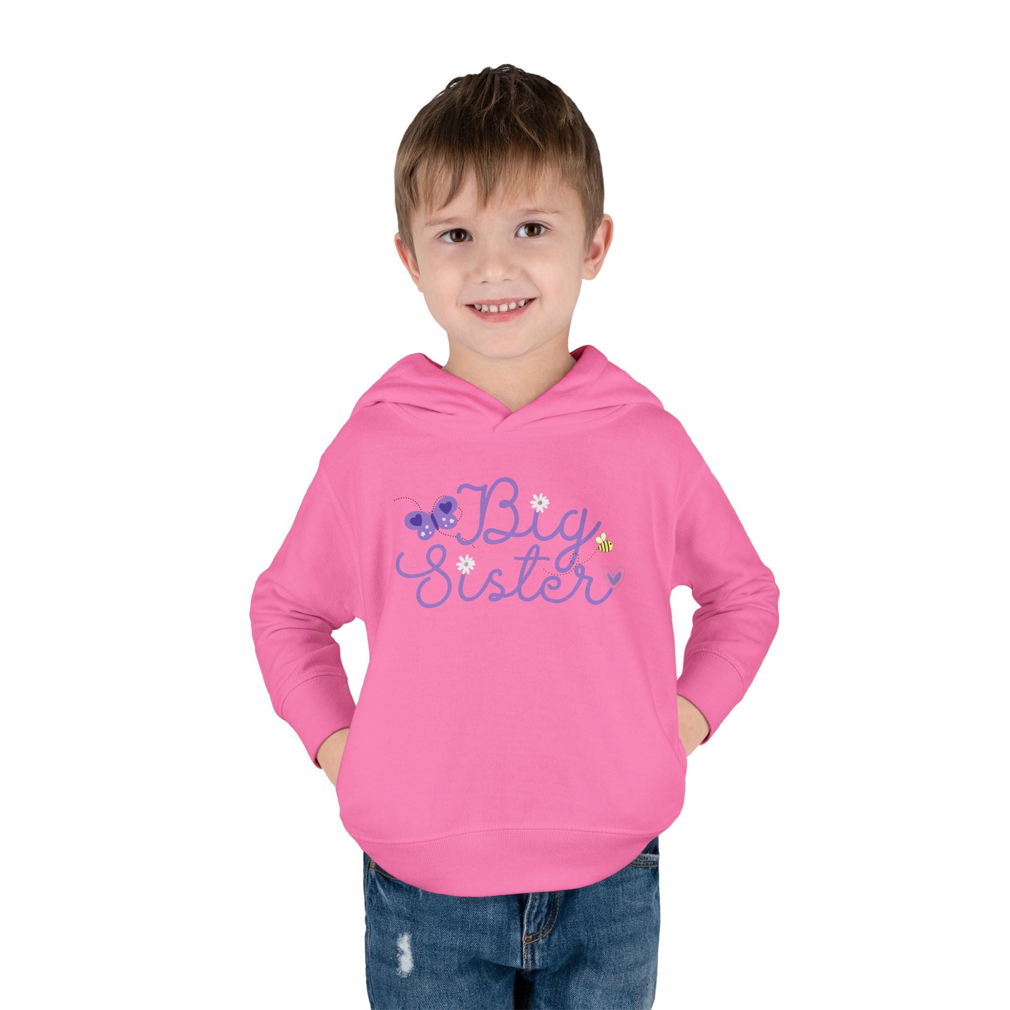 Butterfly Big Sister - Toddler Pullover Fleece Hoodie - 2T, 4T, 6T
