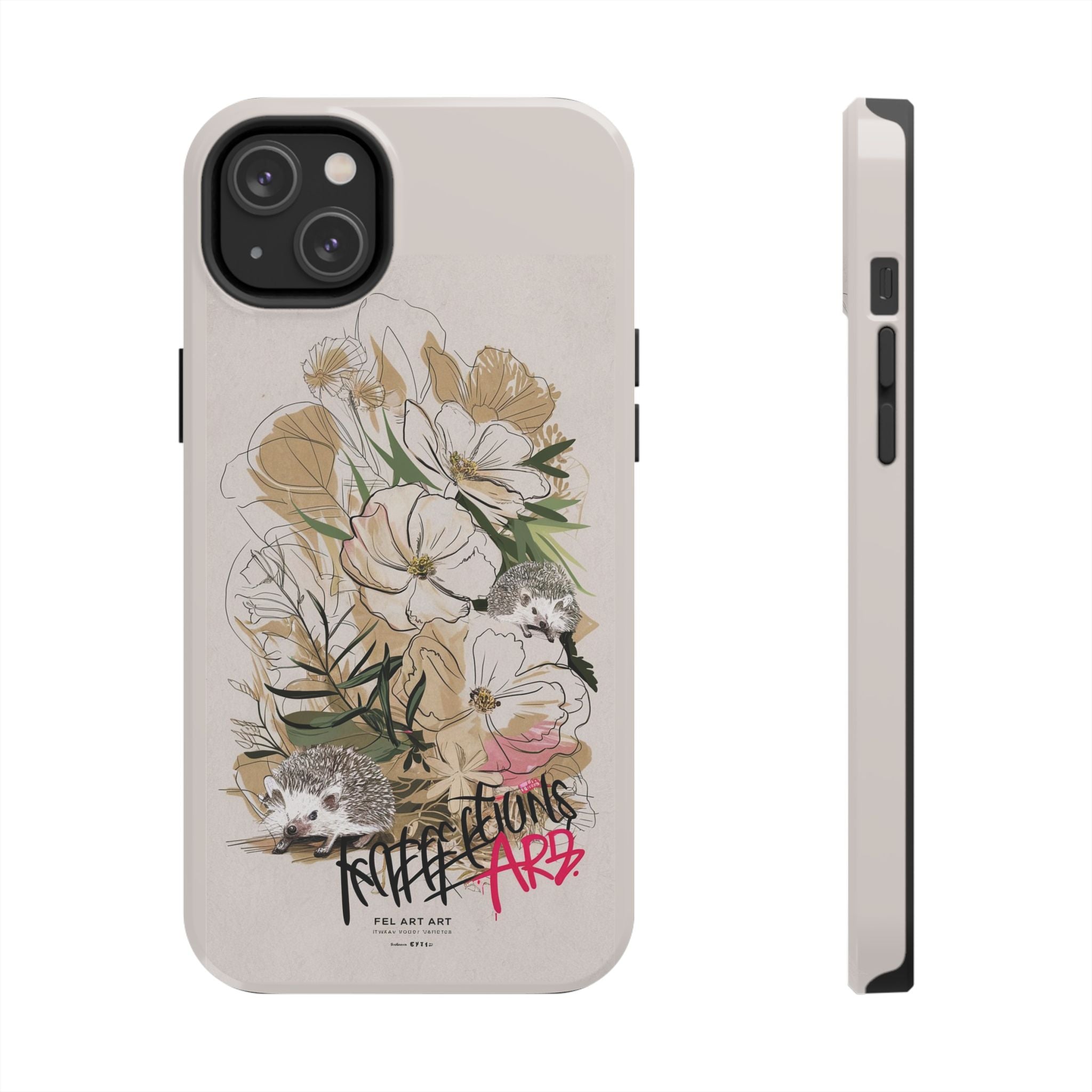 Hedgehog Garden Grafitti - Tough Case for iPhone 14, 15, 16 - Spruced Roost