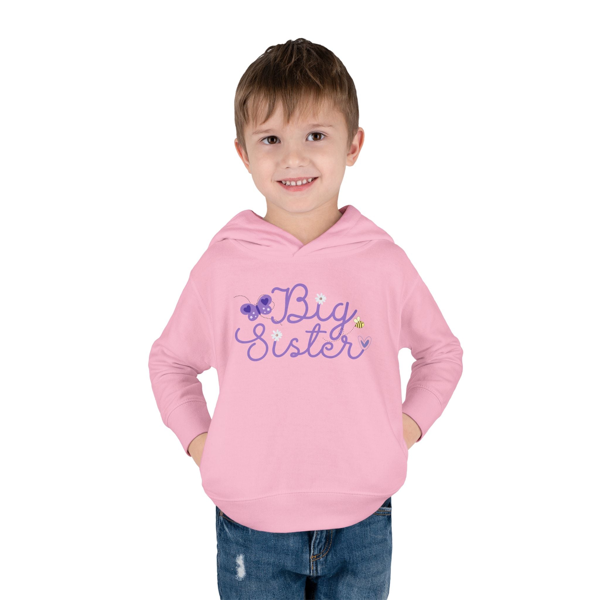 Butterfly Big Sister - Toddler Pullover Fleece Hoodie - 2T, 4T, 6T