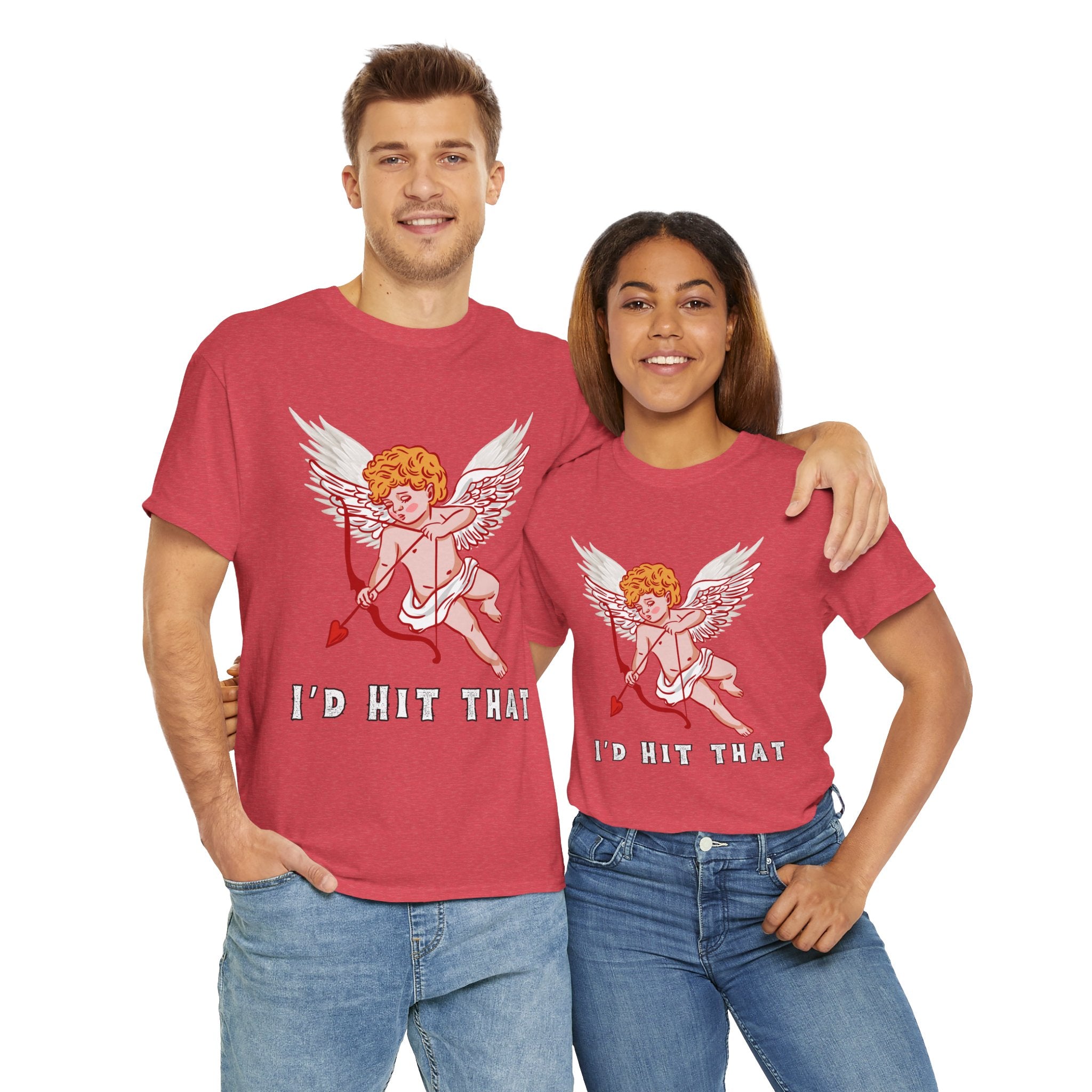 Cupid Inspired Unisex Heavy Cotton Tee - 'I’d Hit That' Graphic Shirt