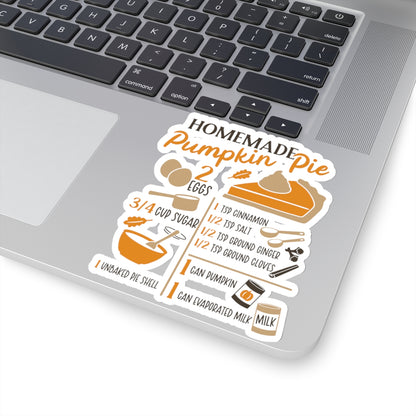 Homemade Pumpkin Pie Recipe Kiss-Cut Stickers