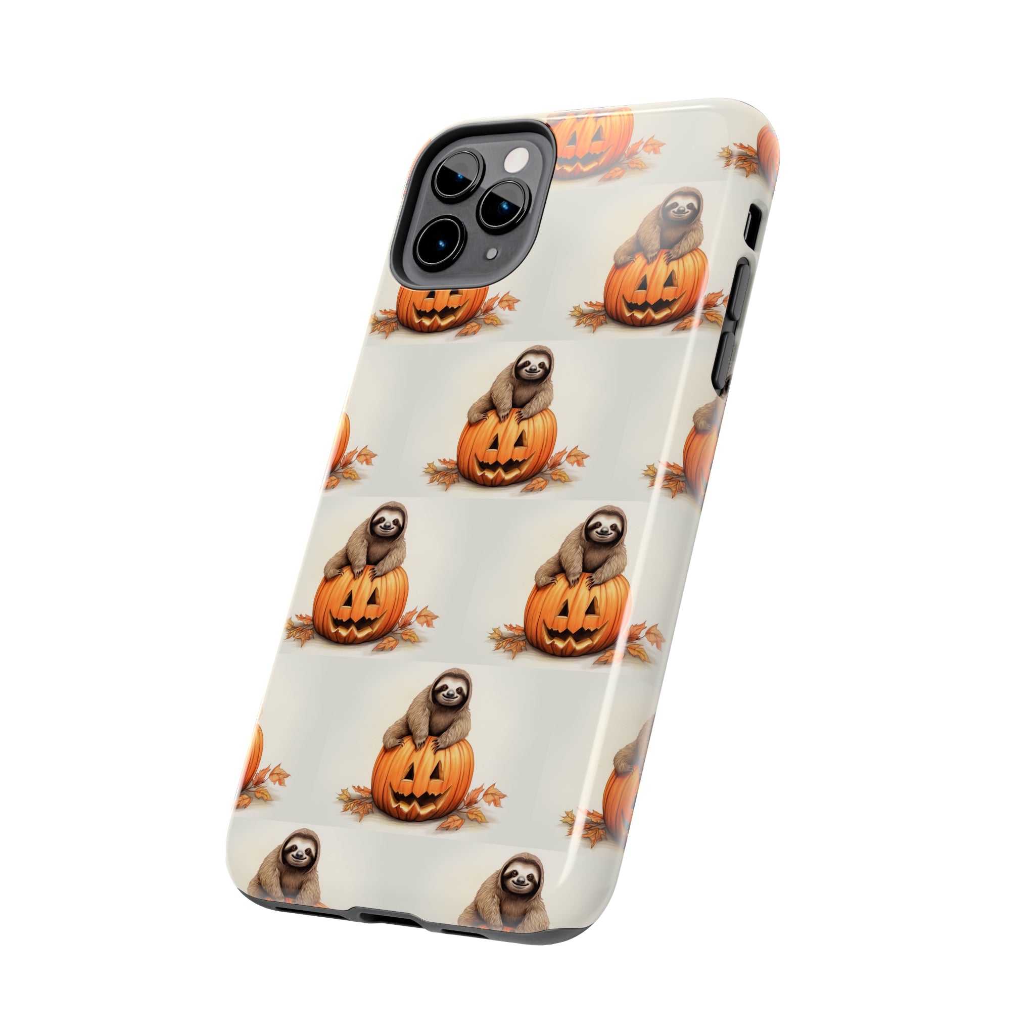 Happy Halloween Sloth on Pumpkin - Tough iPhone Cases -21 Sizes