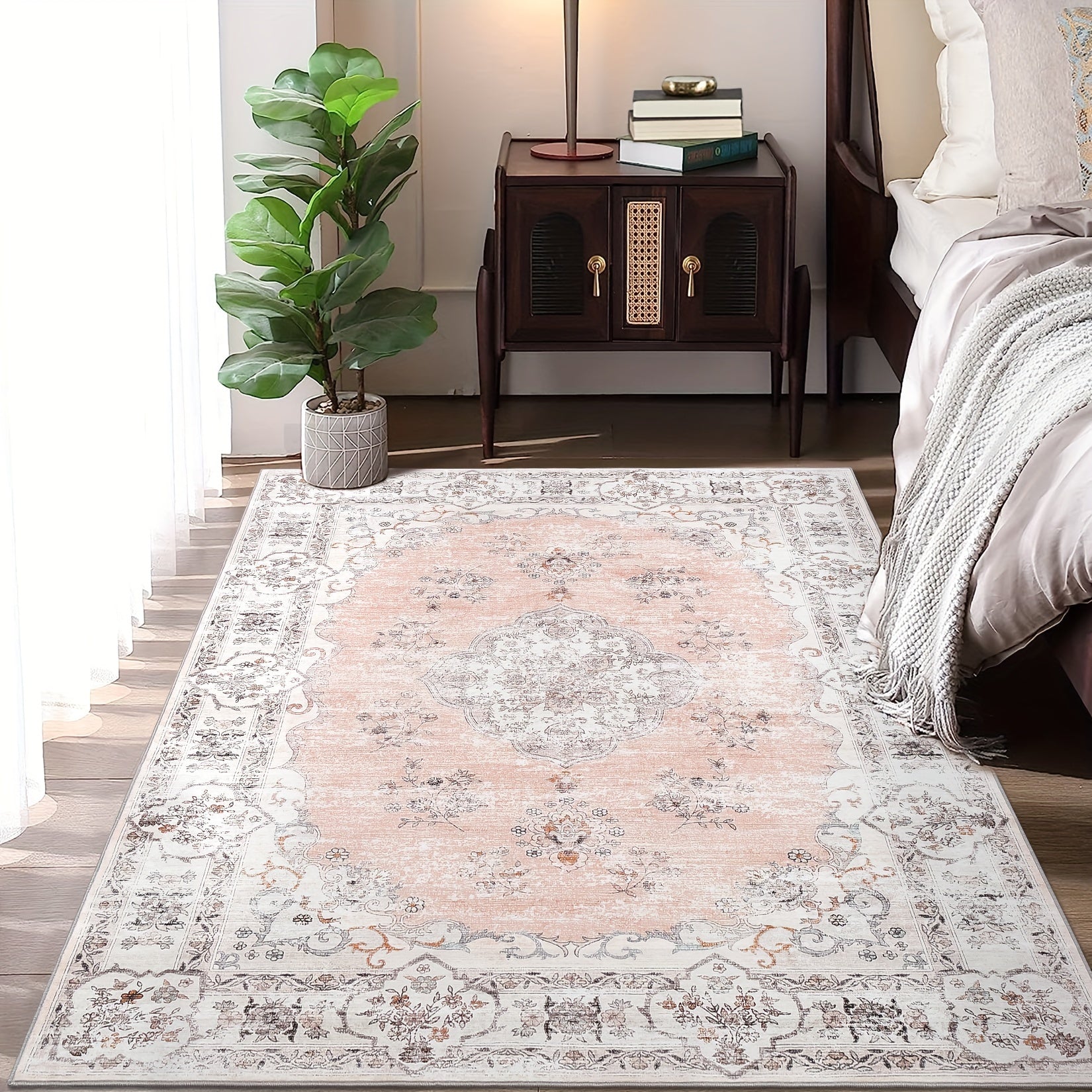 Rosewater Mirage - 4 Sizes - Washable Area, Non Slip Distressed Rug