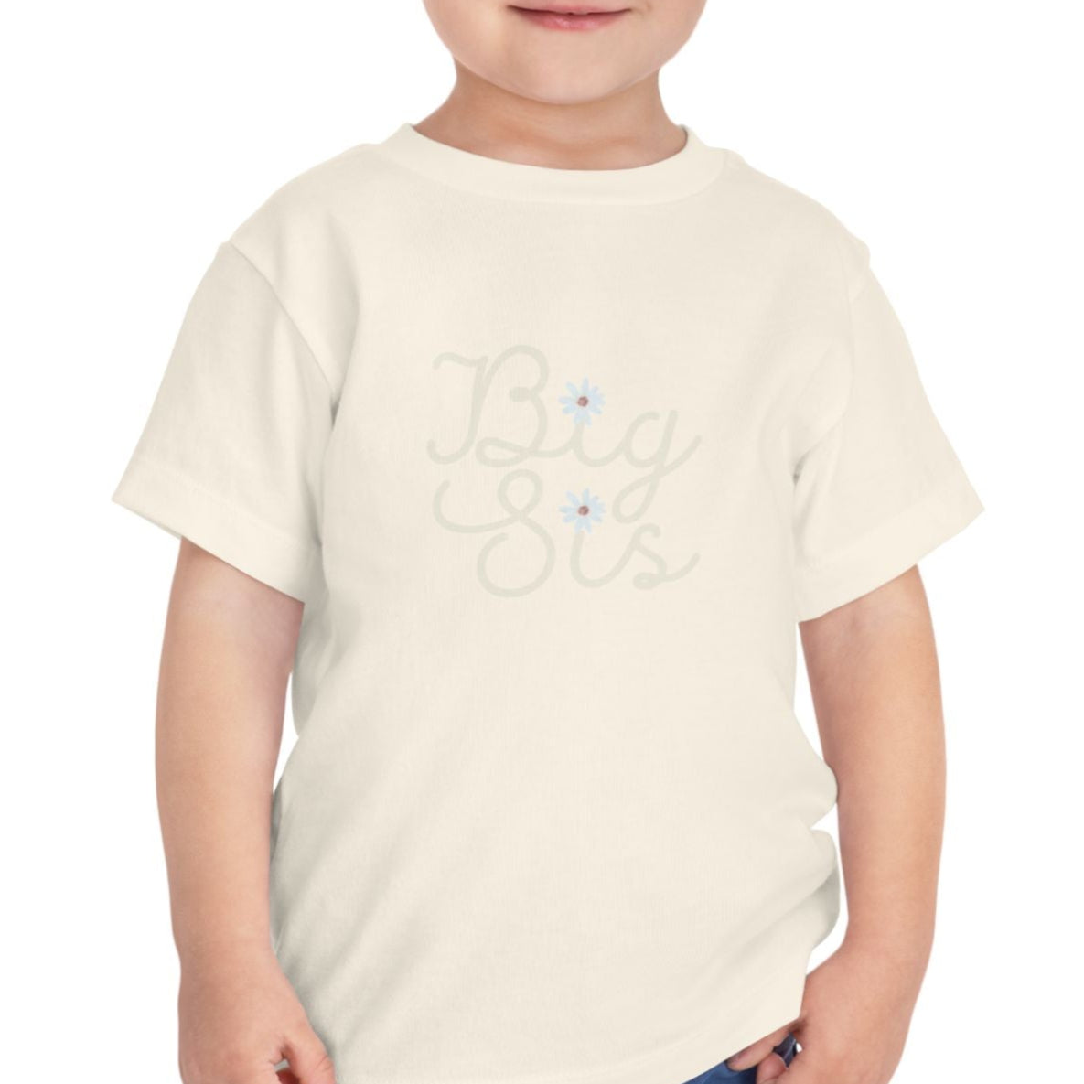 Big Sis Toddler Short Sleeve Tee - Cute Floral Design for Sibling Celebrations