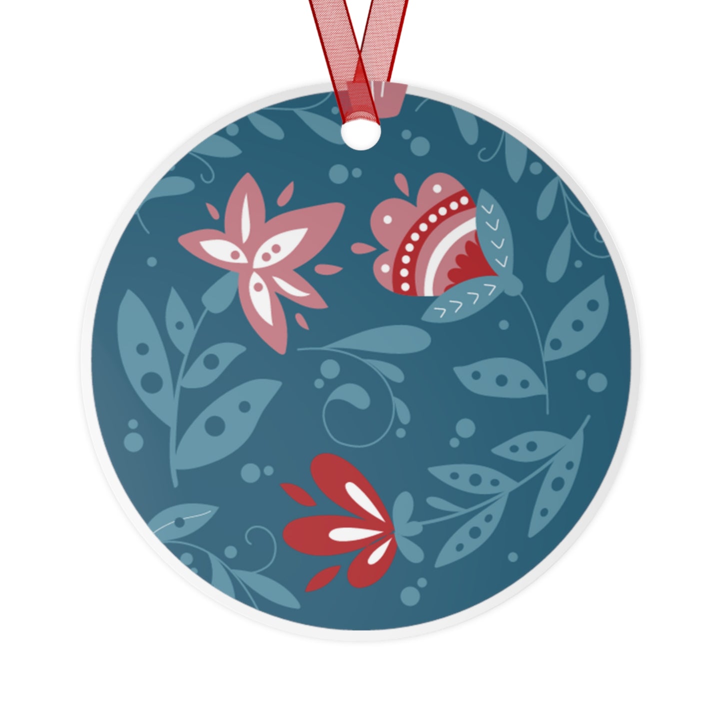 Scand Floral Blue - Metal Ornaments