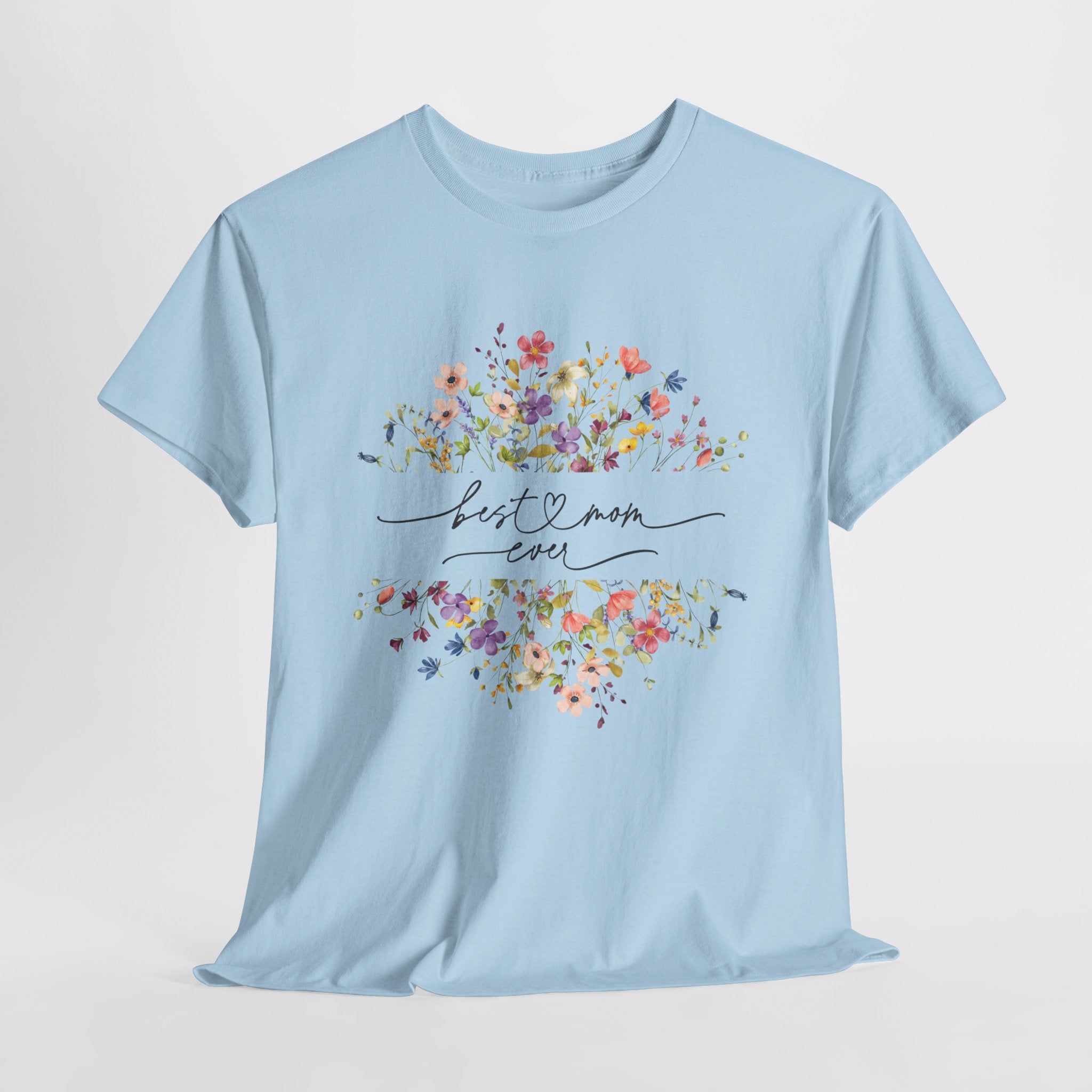 Best Mom Floral Unisex Heavy Cotton Tee - Spruced Roost