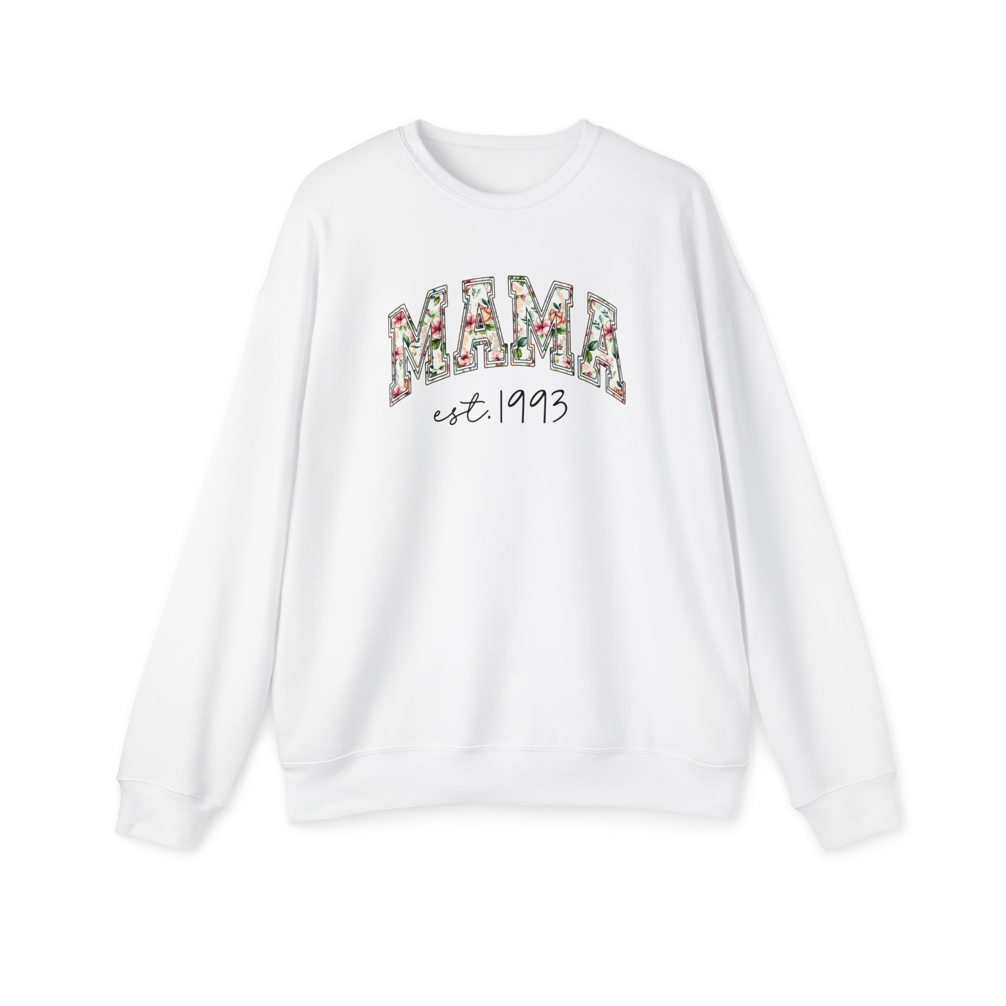 Floral Mama est. ___ Year ( Customized ) - Bella & Canva Sweatshirt