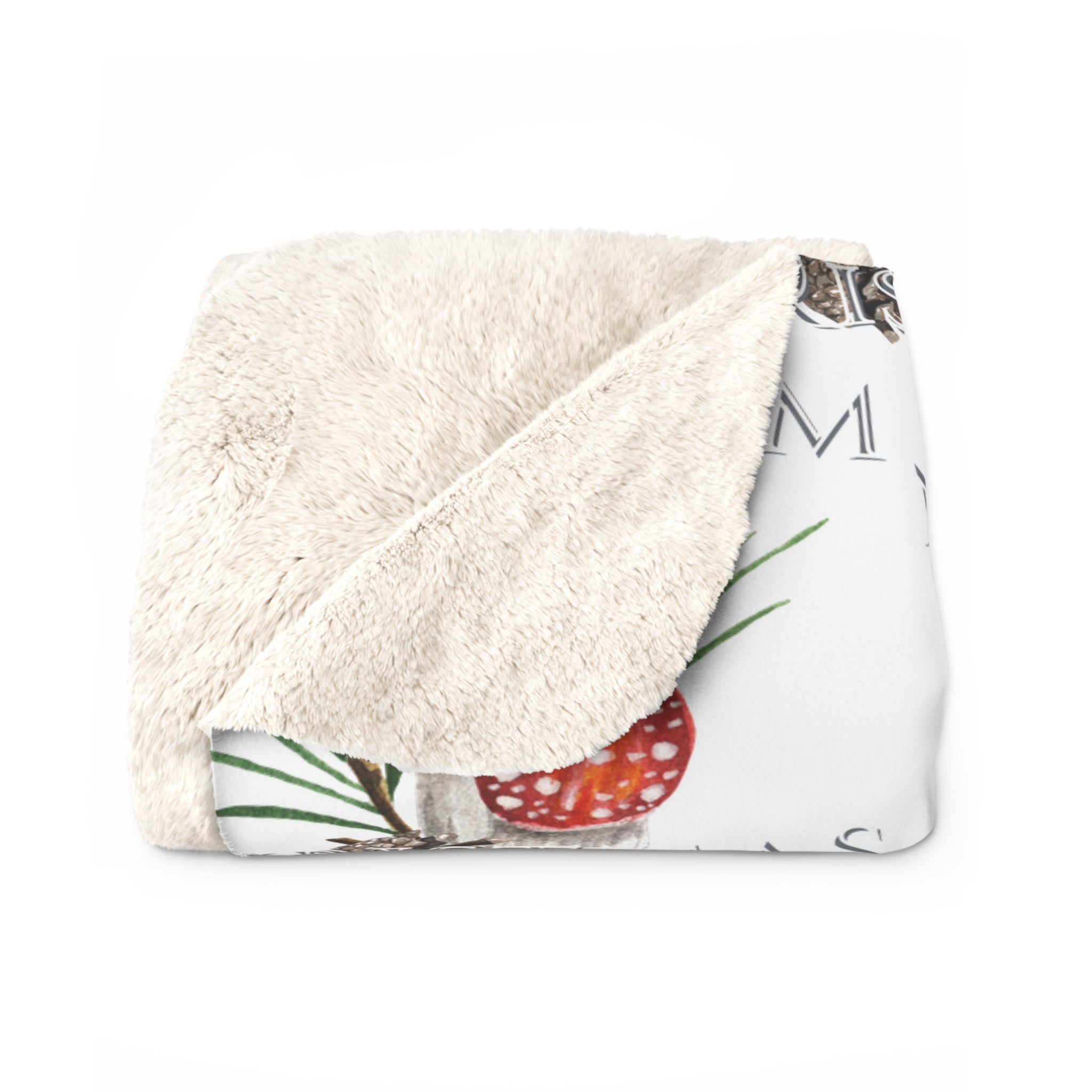 Merry Christmas Mushroom - Sherpa Fleece Blanket