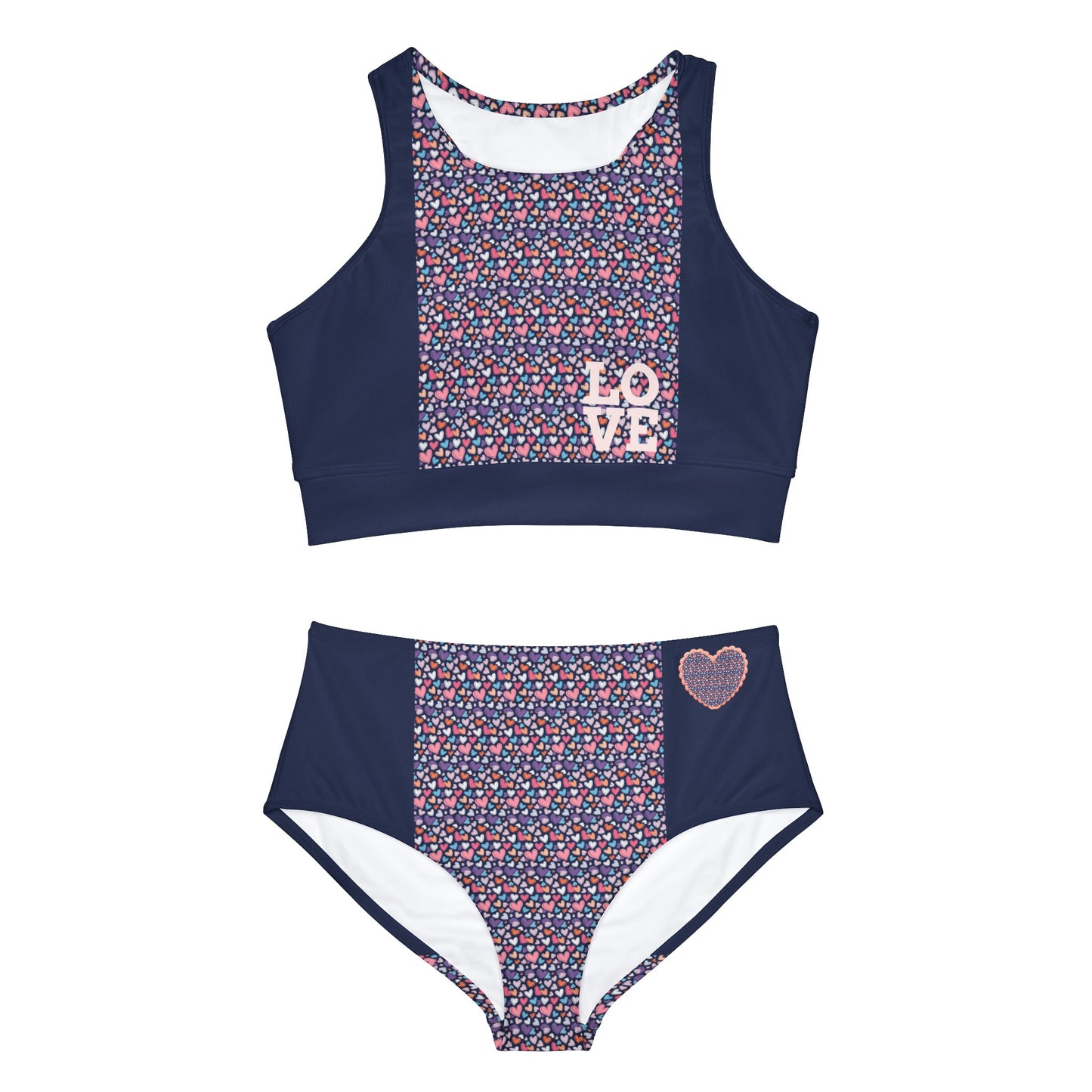 Love Up-Hearted Sporty Bikini Set (AOP)