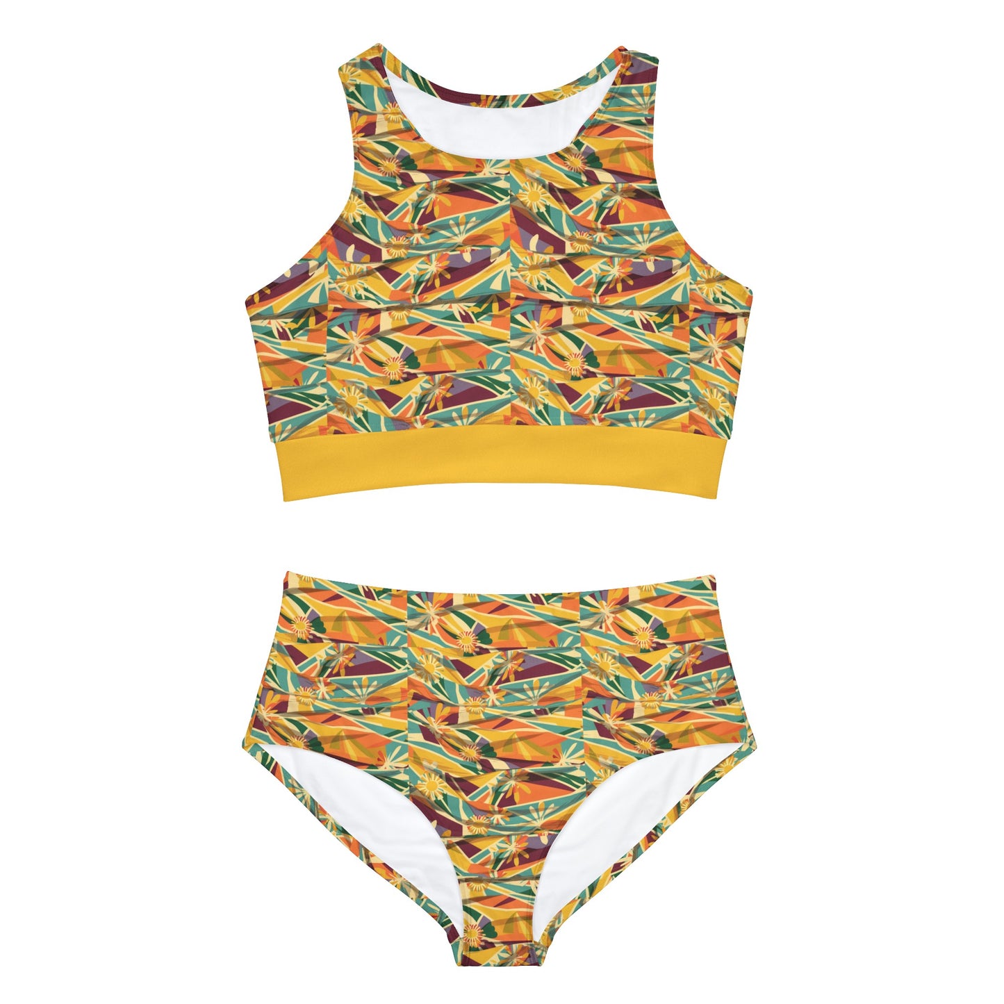 Southwest Yellow Sporty Bikini Set (AOP)