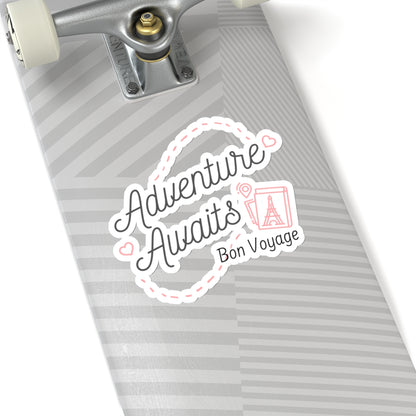 Adventure Awaits Bon Voyage Paris France Kiss-Cut Stickers