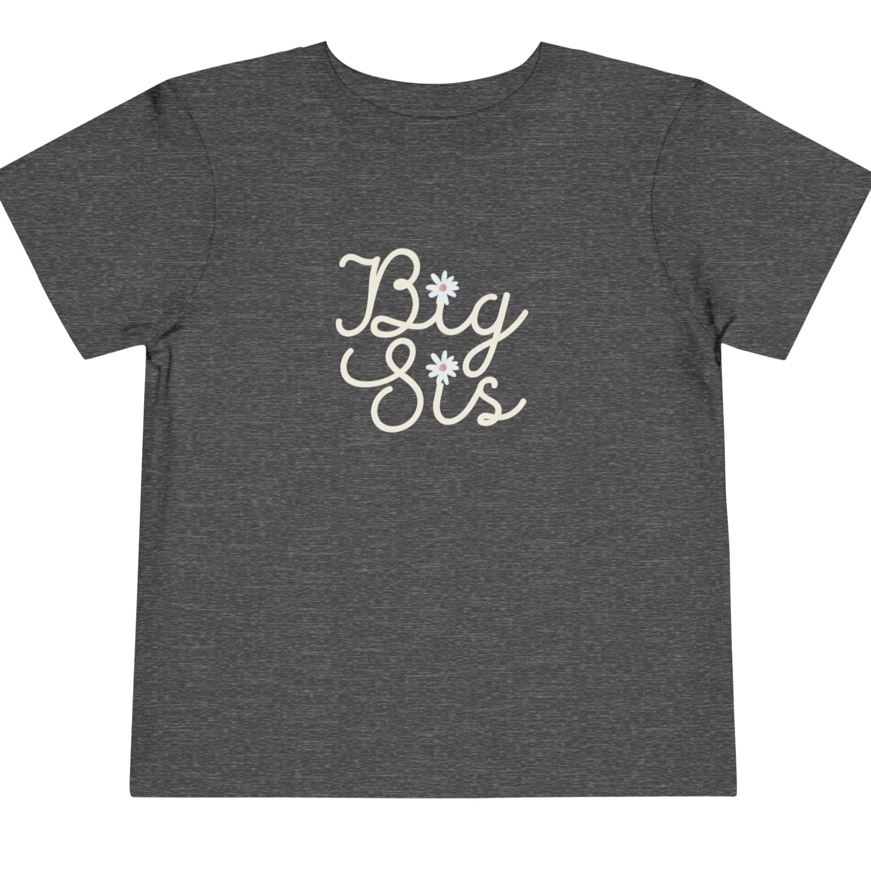 Big Sis Toddler Short Sleeve Tee - Cute Floral Design for Sibling Celebrations