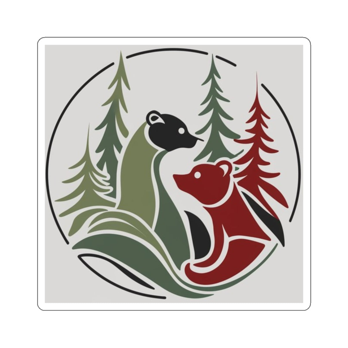 2 bears Outdoorsy Kiss-Cut Stickers