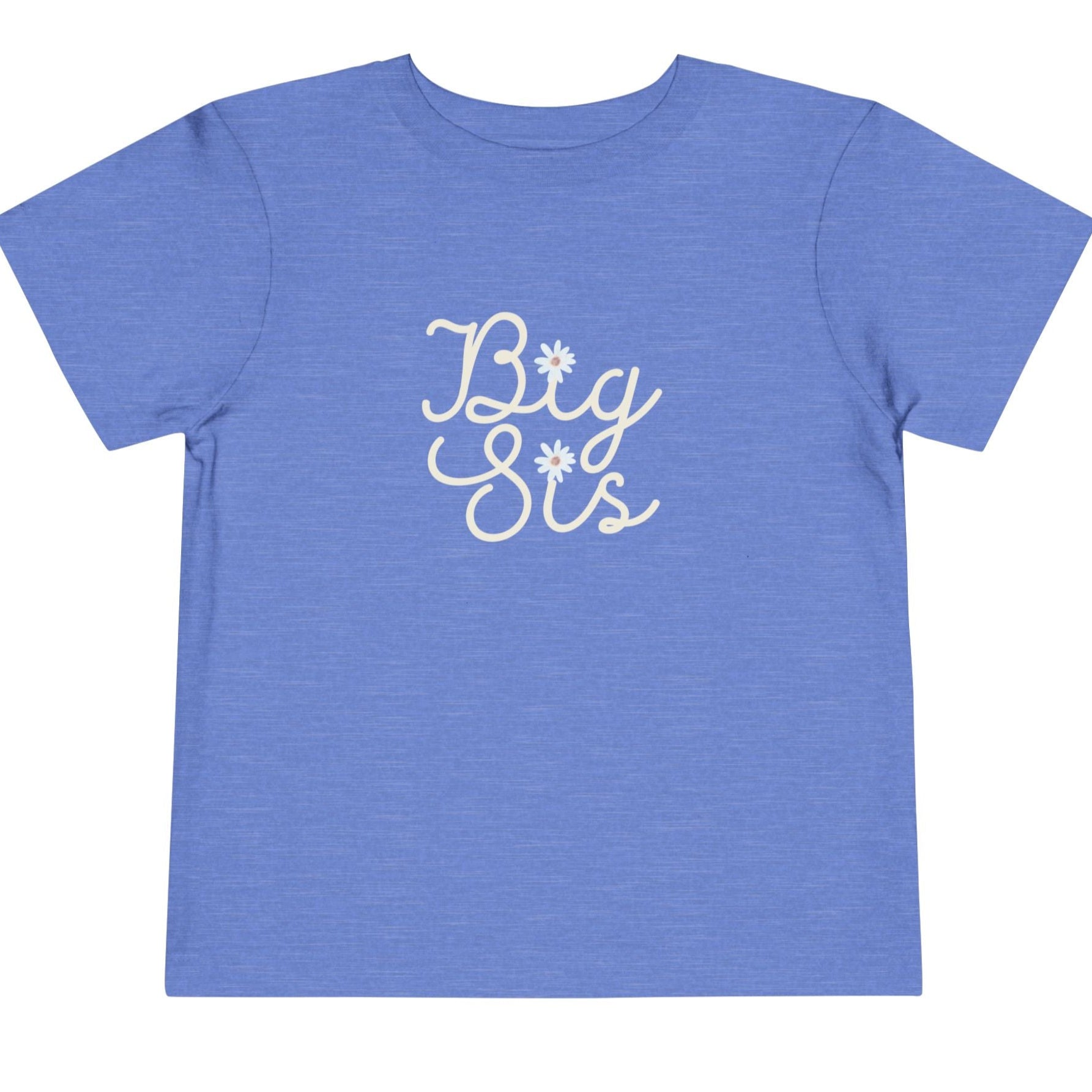 Big Sis Toddler Short Sleeve Tee - Cute Floral Design for Sibling Celebrations
