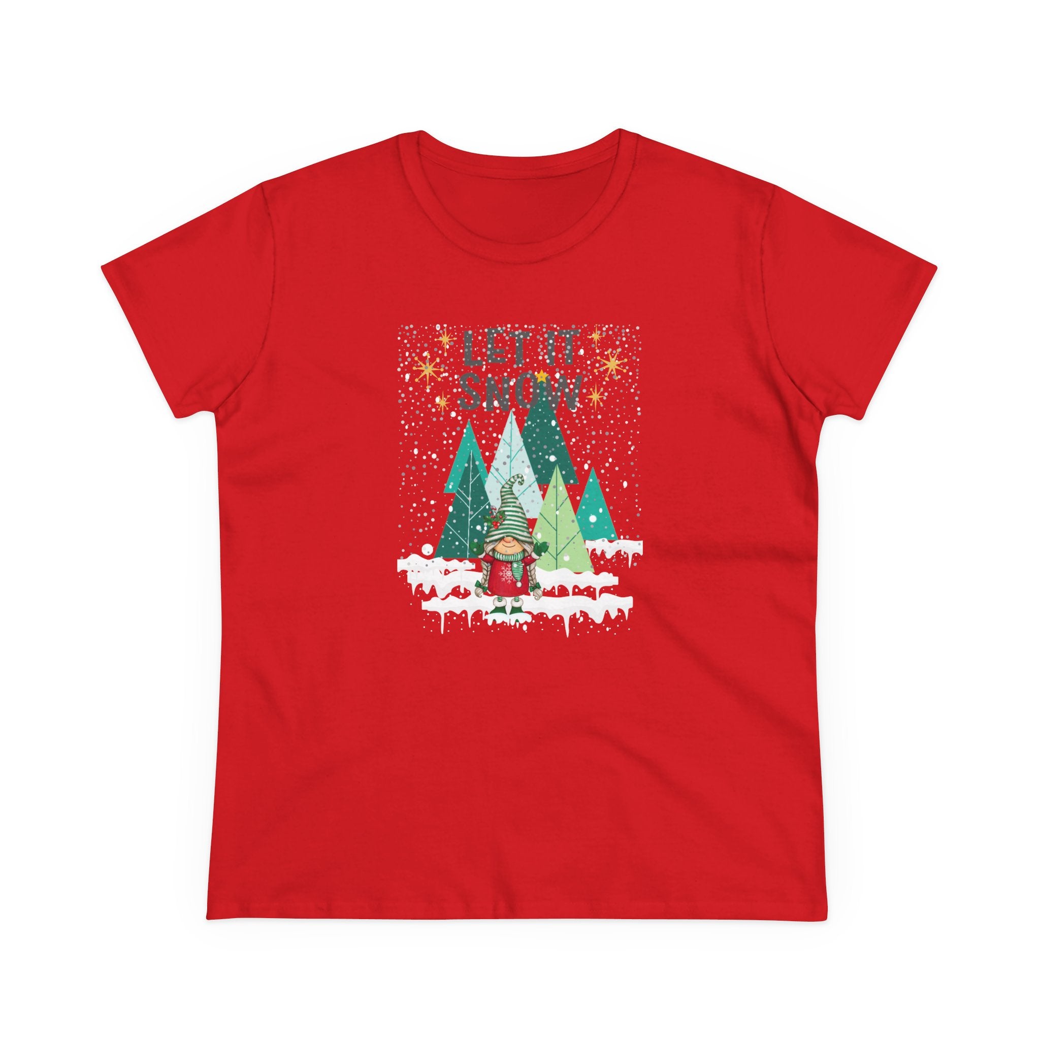 Let it Snow Gnome  - Slim Women's Midweight Cotton - Tee S-3XL
